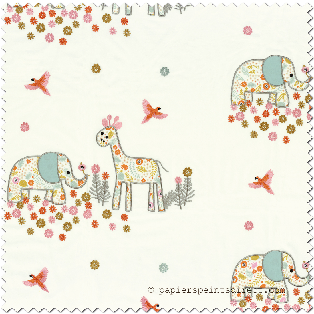 Tissu Animaux Alice & Candice rose - Rose et Nino de Camengo | Réf. CAM-45490195