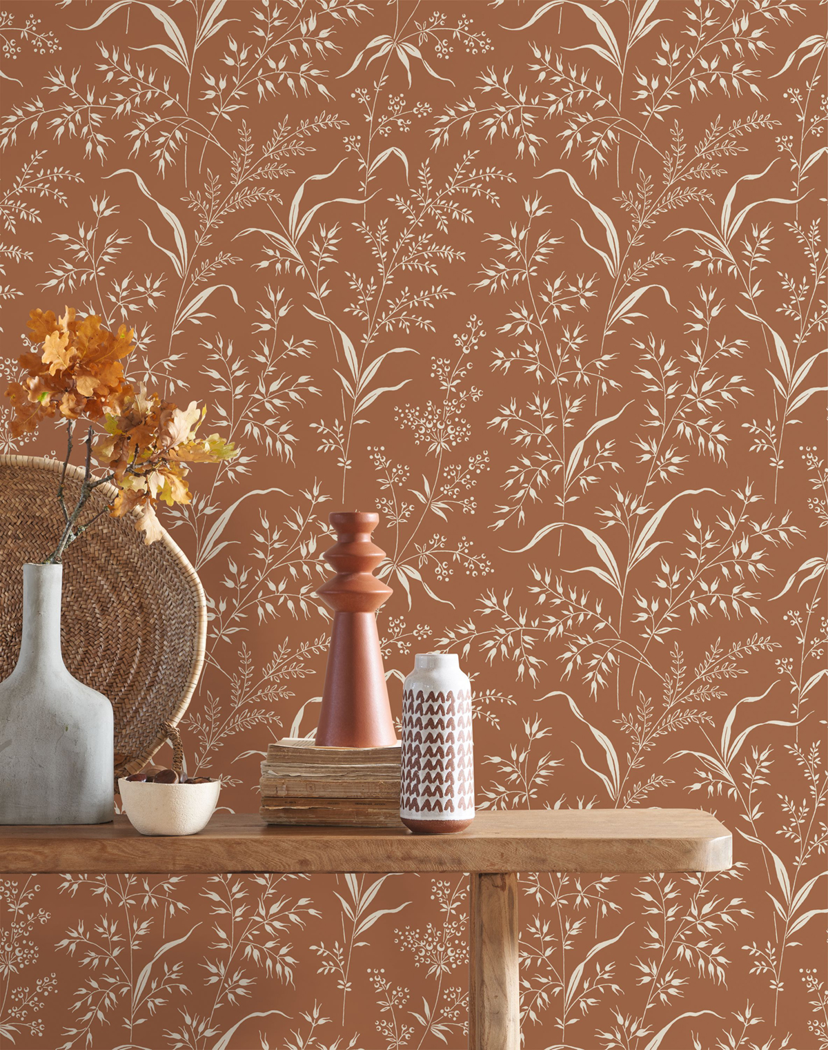 Papier peint Champ d'Herbe terre de sienne - Soliflore de Casadéco AMB2 | Réf. SOLI200283434