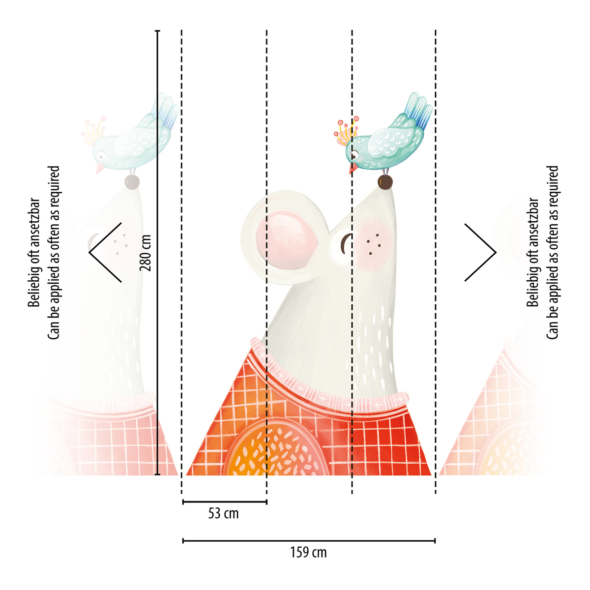 Papier peint panoramique Grande Souris Oiseau - The Wall 2 d'A.S. Création | Réf. AS-391871