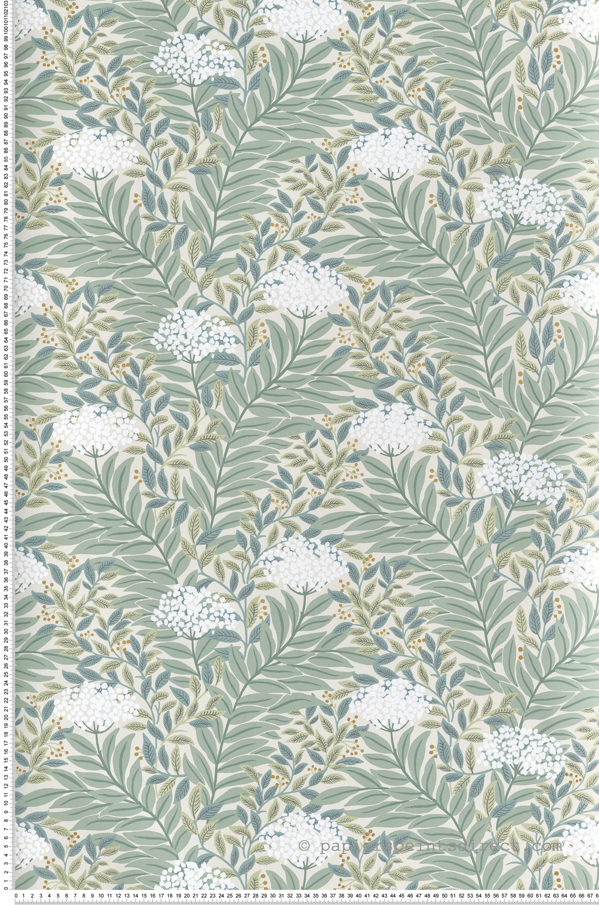 Papier peint Végétal Flora Highgrove sauge doré - Rifle Paper Co. 3 de York (Initiales) | Réf. INI-RF7502