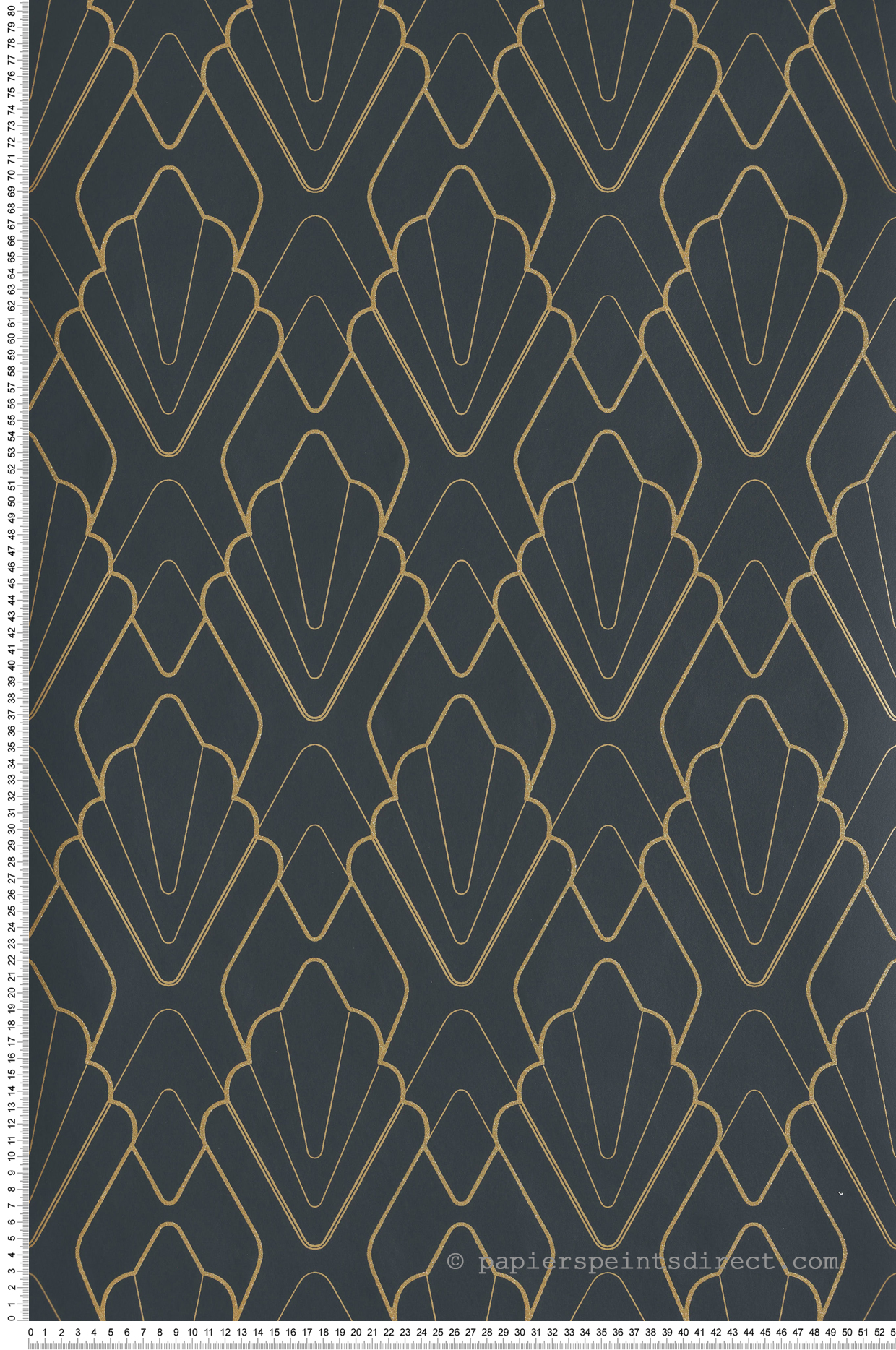 Papier peint Art Déco Style bleu nuit doré - Demeures de Montecolino | Réf. MC-650211