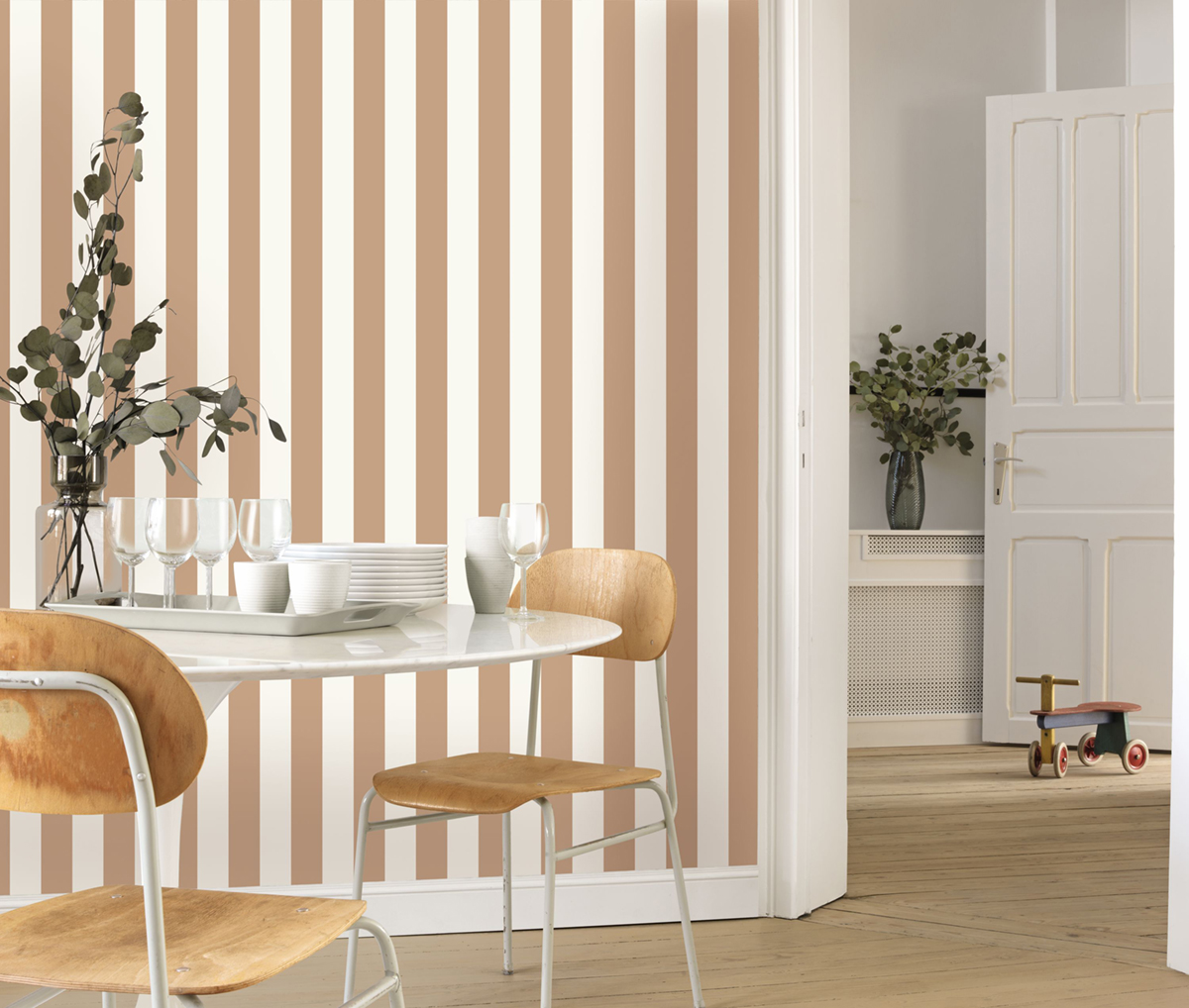 Papier peint Rayures Olympe noisette - Les Rayures de Casadéco | Réf. RAYS87432684