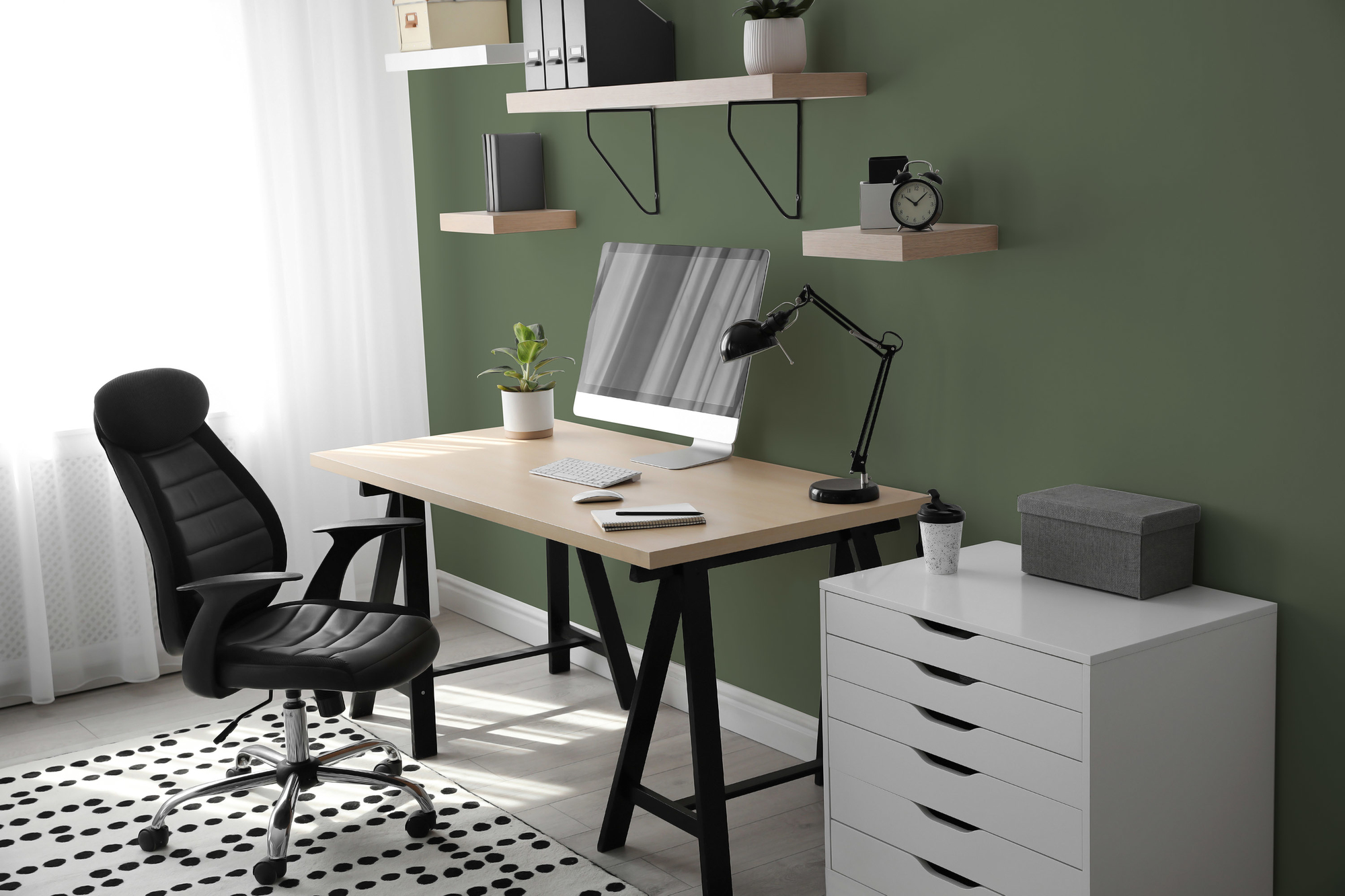 Photo numéro 2 d'une pièce avec un mur peint avec la peinture  Puro vert sage green - c5004