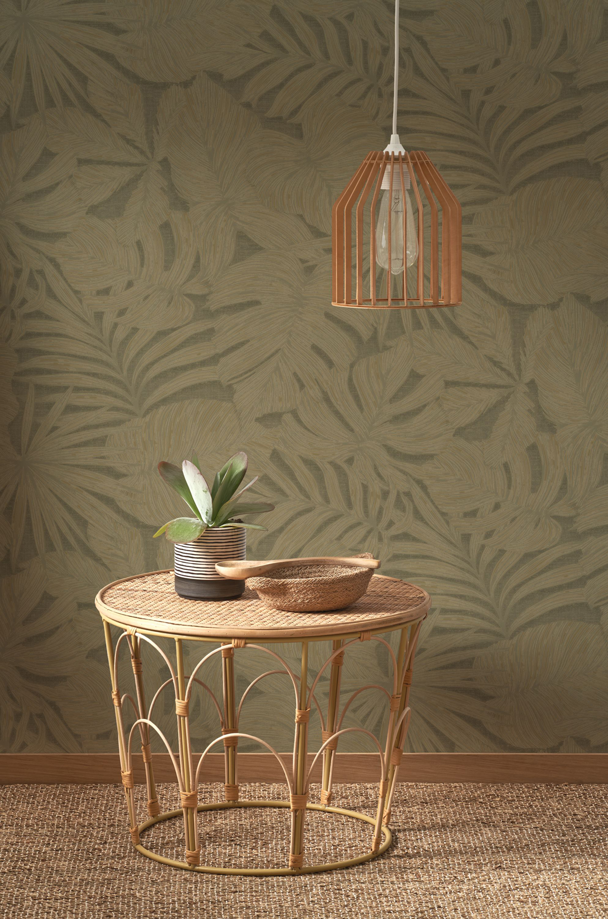 Papier peint Palmes Gravure Granada mastic - Vegetals de Casadéco | Réf. VEGE86432882