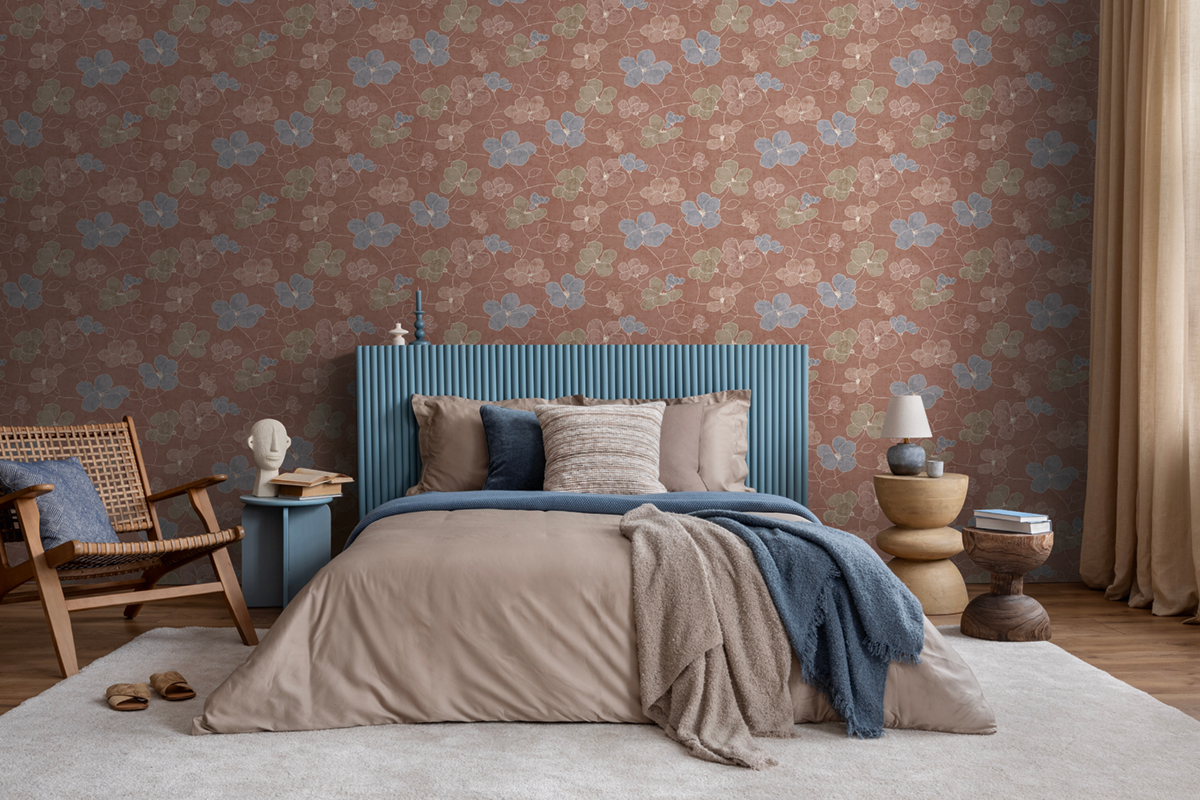 Papier peint Scandinave Fleurs Anémones rose brun - Nordic Feeling d'A.S. Création AMB3 | Réf. AS-791471