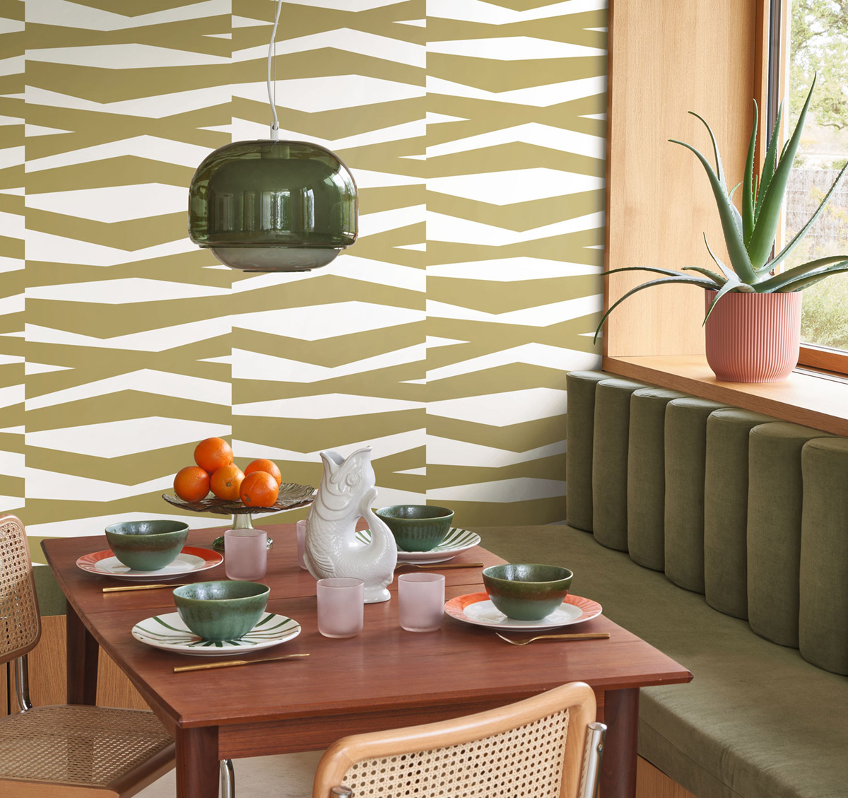 Papier peint Rayures Zebra vert olive - Color Game de Casadéco AMB3| Réf. GAME200637414