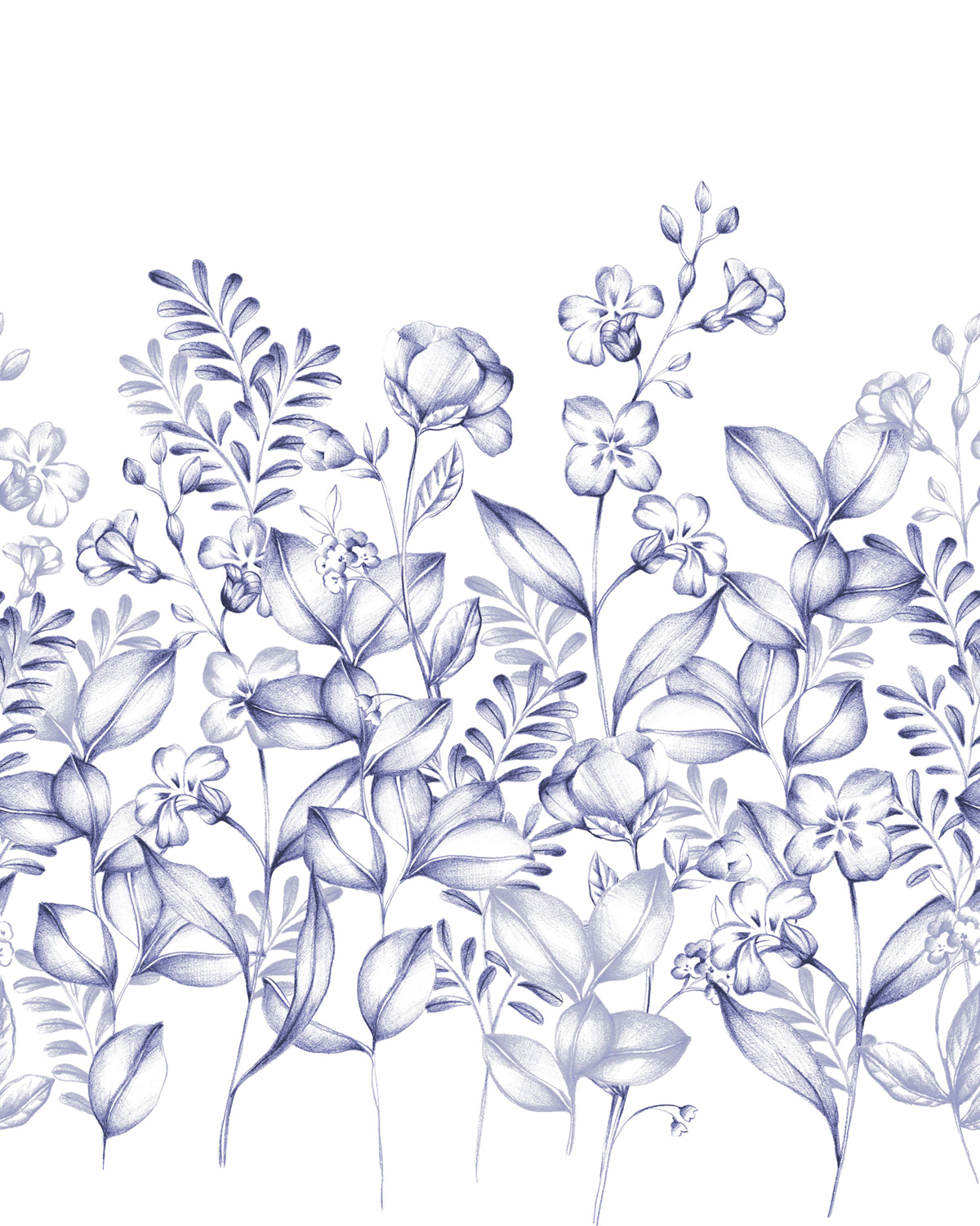 Papier peint panoramique Flowers Field Bleu S 200X250 - Pimp My Wall de Casélio | Réf. PMW104626005