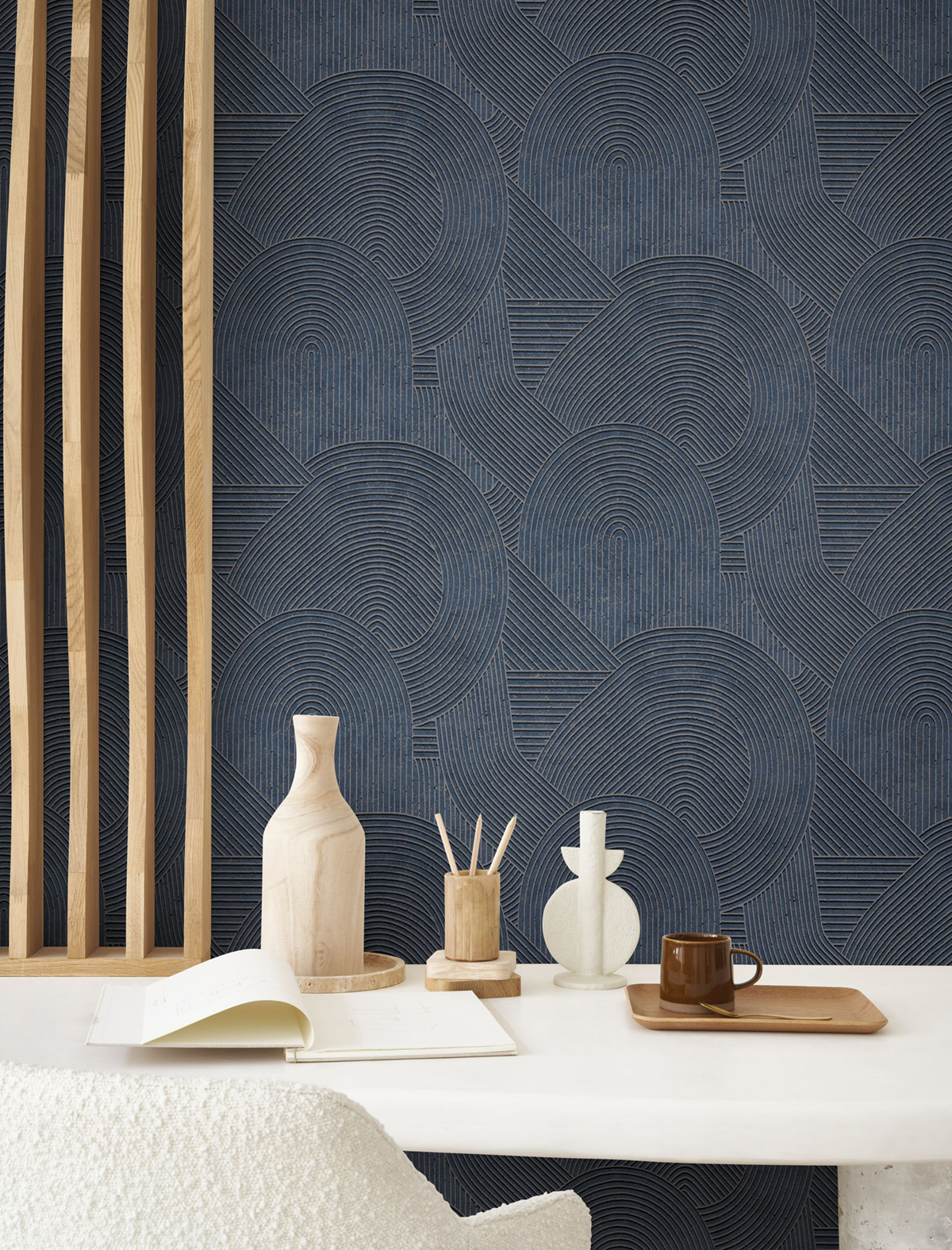 Papier peint Jardin des Pierres bleu encre - Kyoto de Casadéco | Réf. KYTO88756819