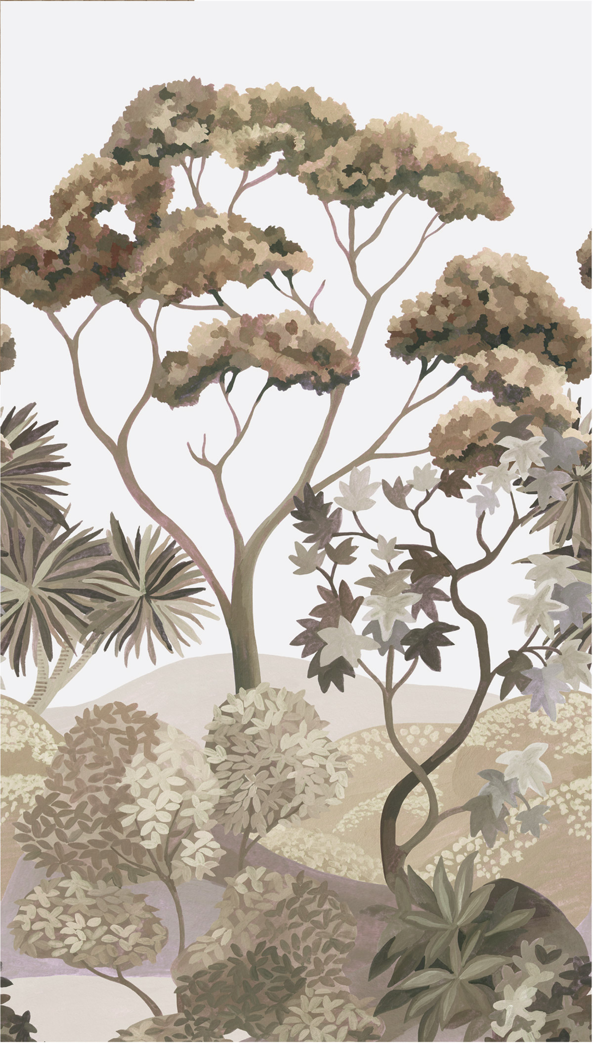 Papier peint Panoramique Botanique Pinède marron - Jardin d'Eden de Lutèce | Réf. LTC-51251507
