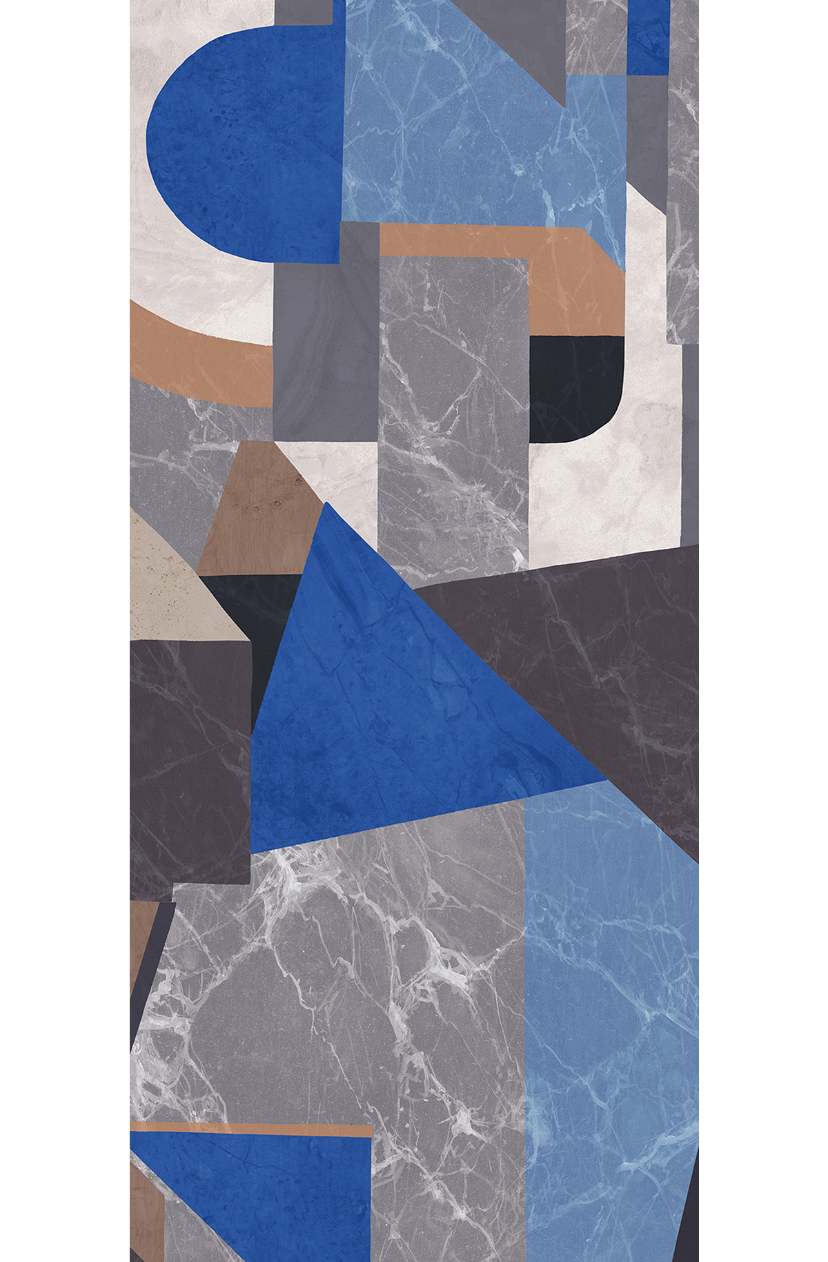 Papier peint panoramique Géométrique Pierre Palazzi bleu - C H260 - Rock de Masureel | Réf. MAS-DGROC1043-260