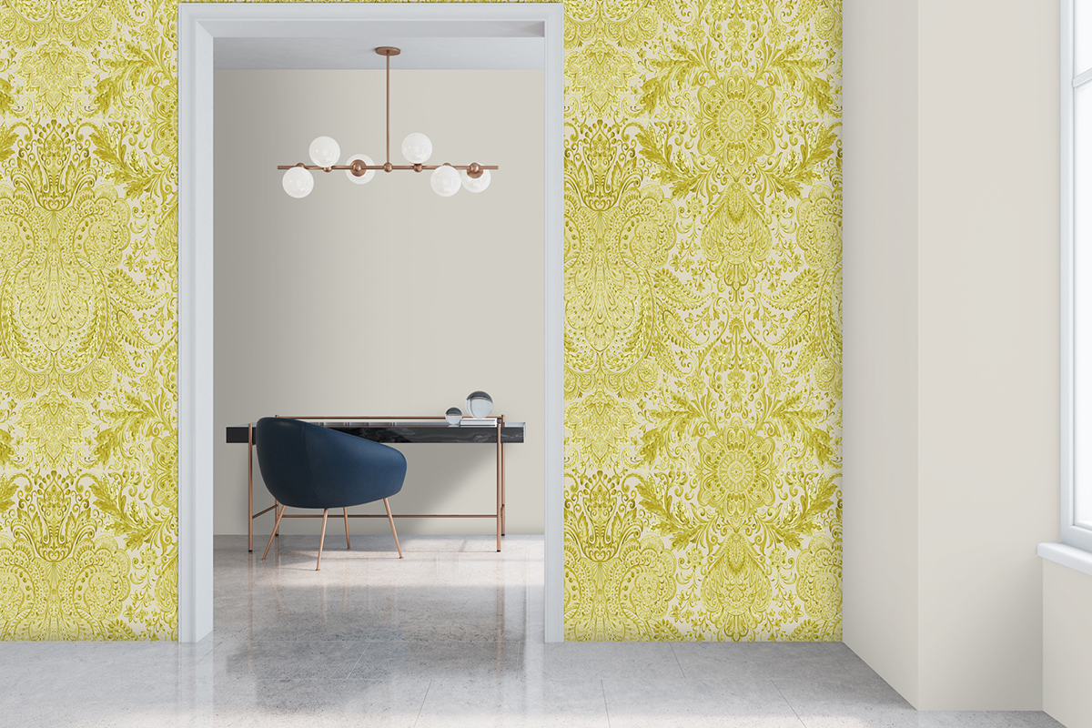 Papier peint Baroque Tahiti jaune - Moorea de Montecolino | Réf. MC-26702