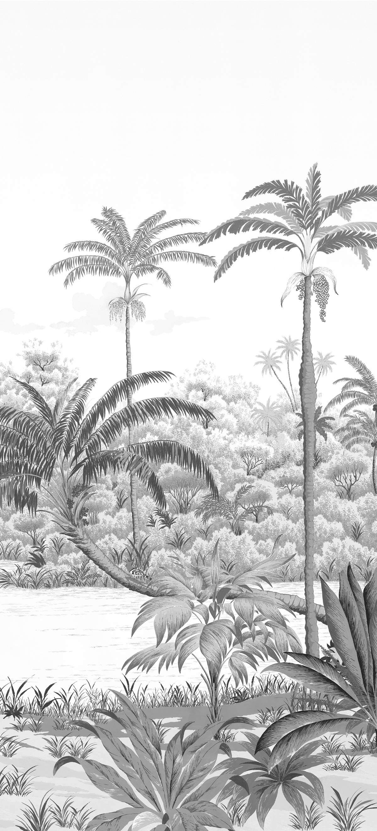 Papier peint panoramique Rivière des parfums Gris Gravure C 7/8/9 - Isidore Leroy