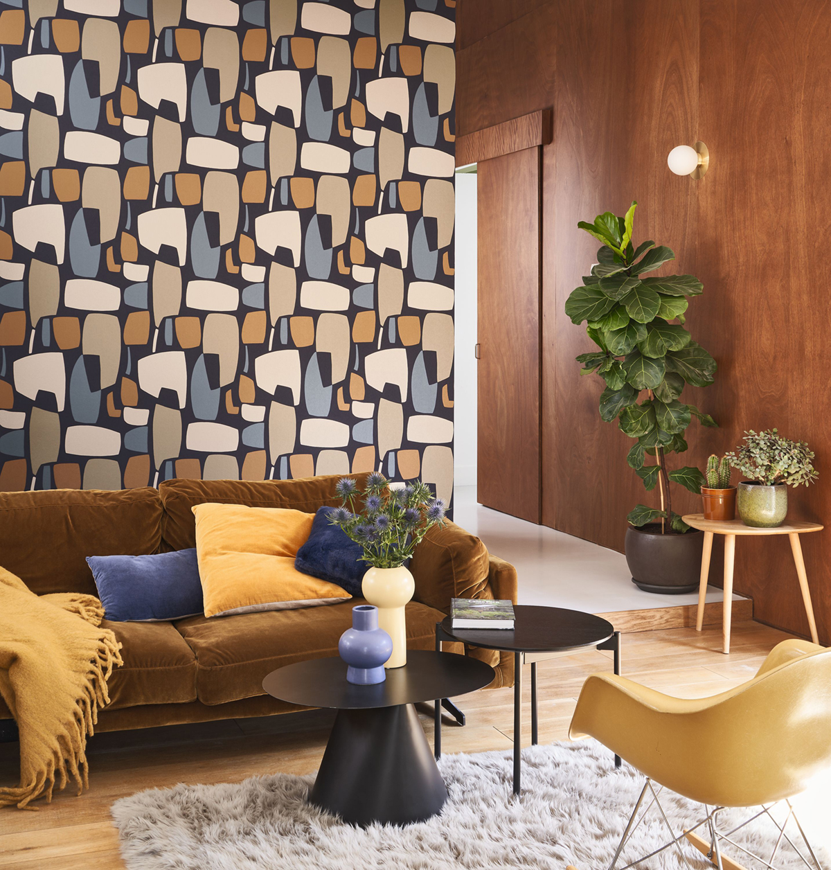 Papier peint Forme Géométrique Module marine - Milano Sixties de Casadéco | Réf. MISI89389515