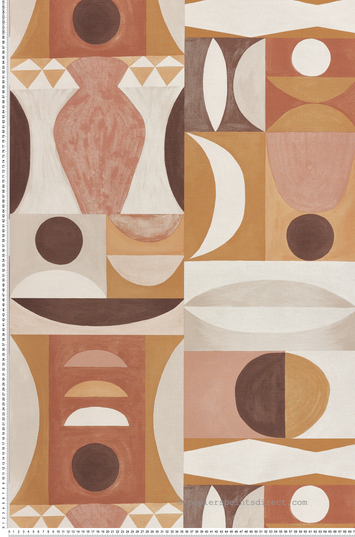 Papier peint Ethnique Graphique Auguste rose terracotta - Mouvements de Casamance | Réf. CAS-76032548