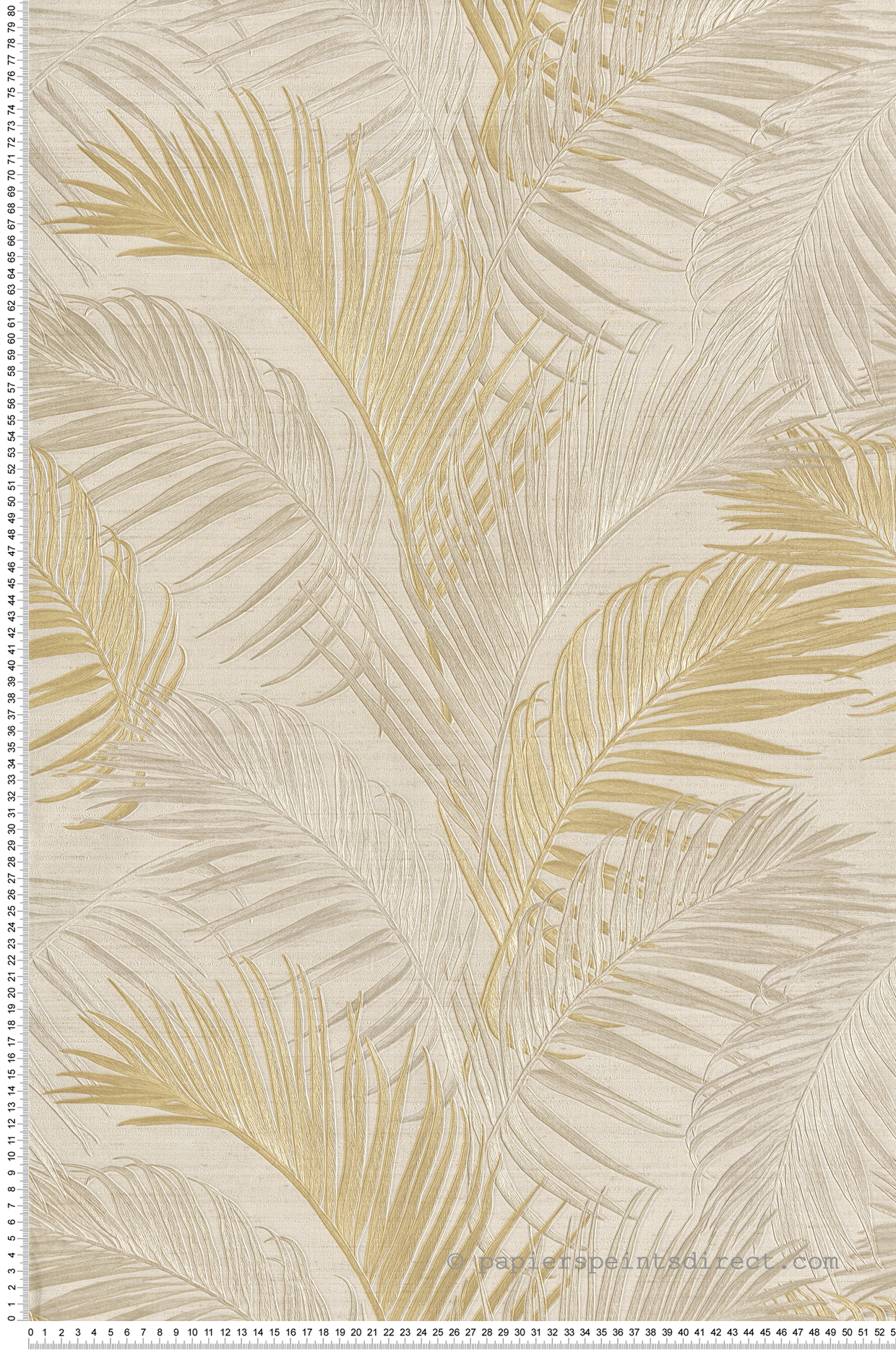 Papier peint Palmes Vintage Relief beige camomille doré - Opera de Montecolino | Réf. MC-OP33312