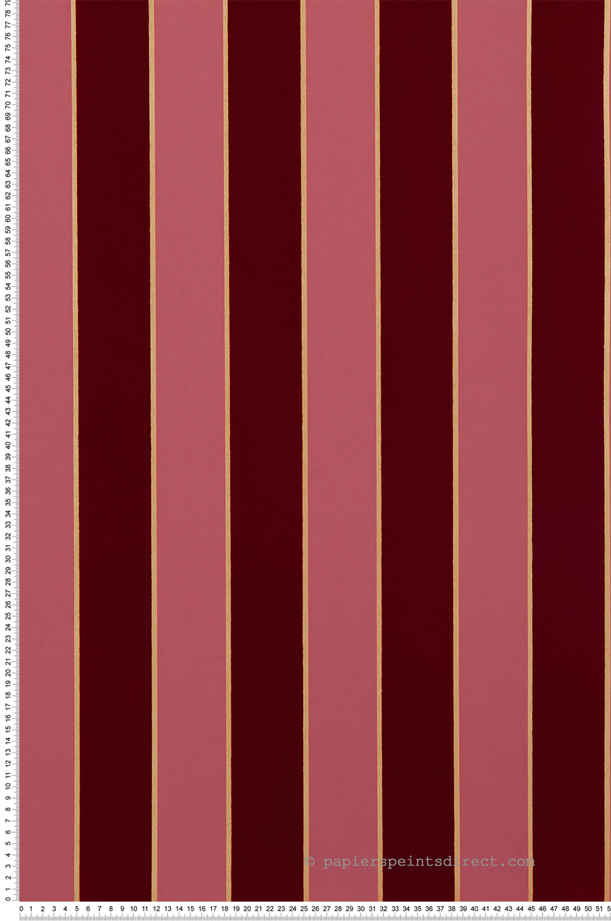 Papier peint Rayure Velours framboise bordeaux - Regency Stripe d'Osborne & Little | Réf. OSB-W7780-13