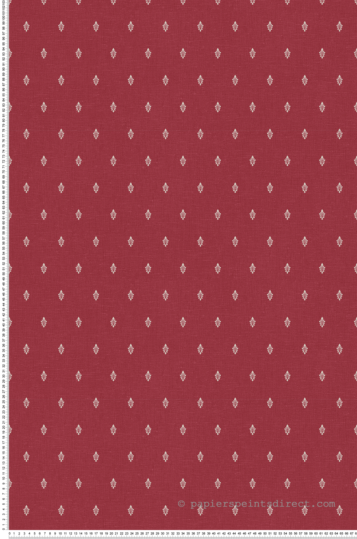 Papier peint Petite Feuille d'Acanthe rouge écru - French Country d'Initiales | Réf. INI-FC60601