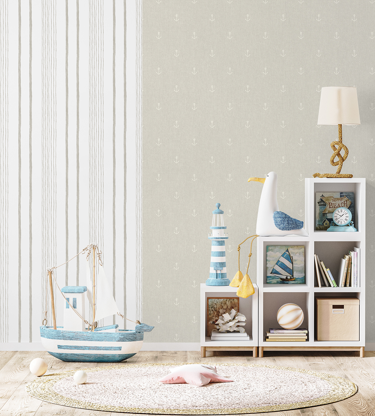 Papier peint Rayure abstraite grège - La belle histoire d'Ugépa | Réf. UGP-M33307