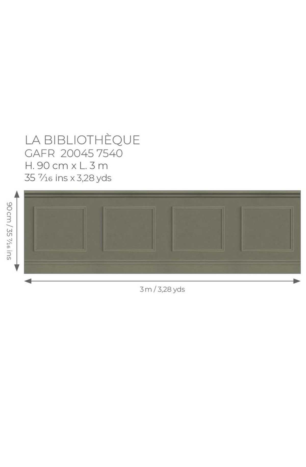 Papier peint Soubassement Bibliothèque Moulure Régulière vert - Galons et Frises de Casadéco AMB5| Réf. GAFR200467540