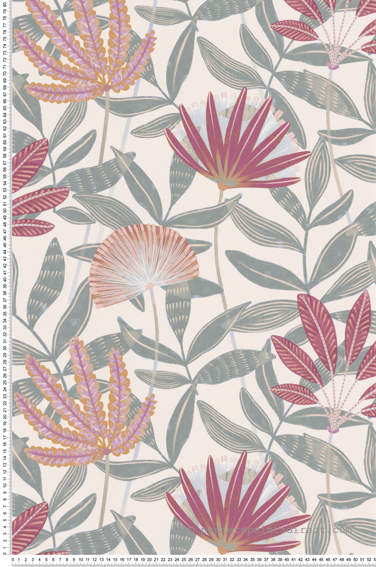 Papier peint Fleuri Capetown bleu gris rose - Jardin d'Eden de Lutèce | Réf. LTC-51251303