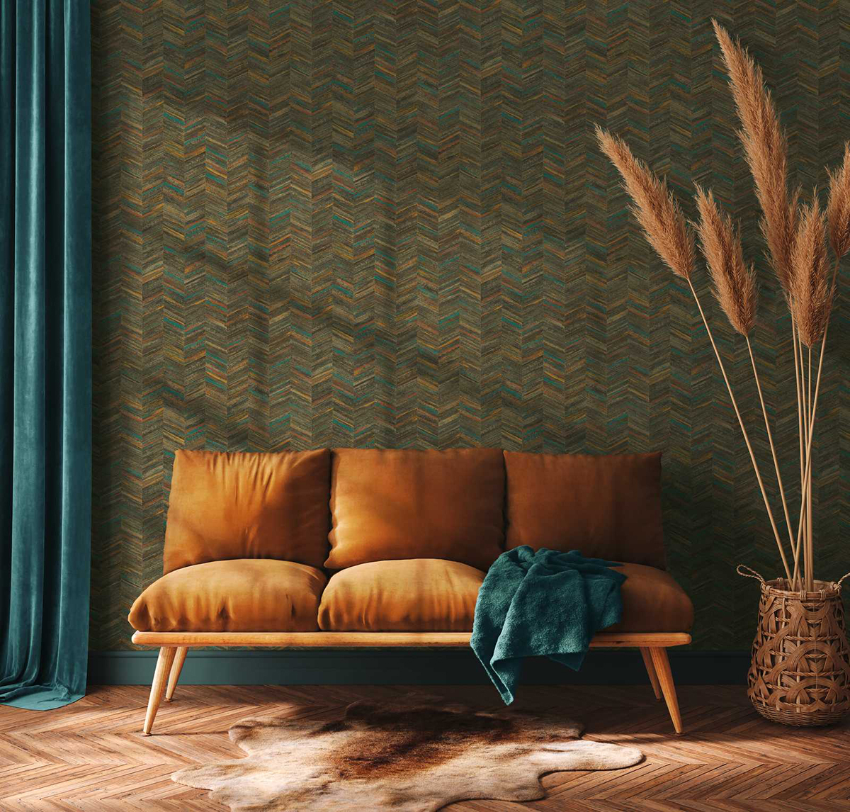 Papier peint Chevron Ethnique foncé - Geo Effect d'A.S. Création | Réf. SP15777