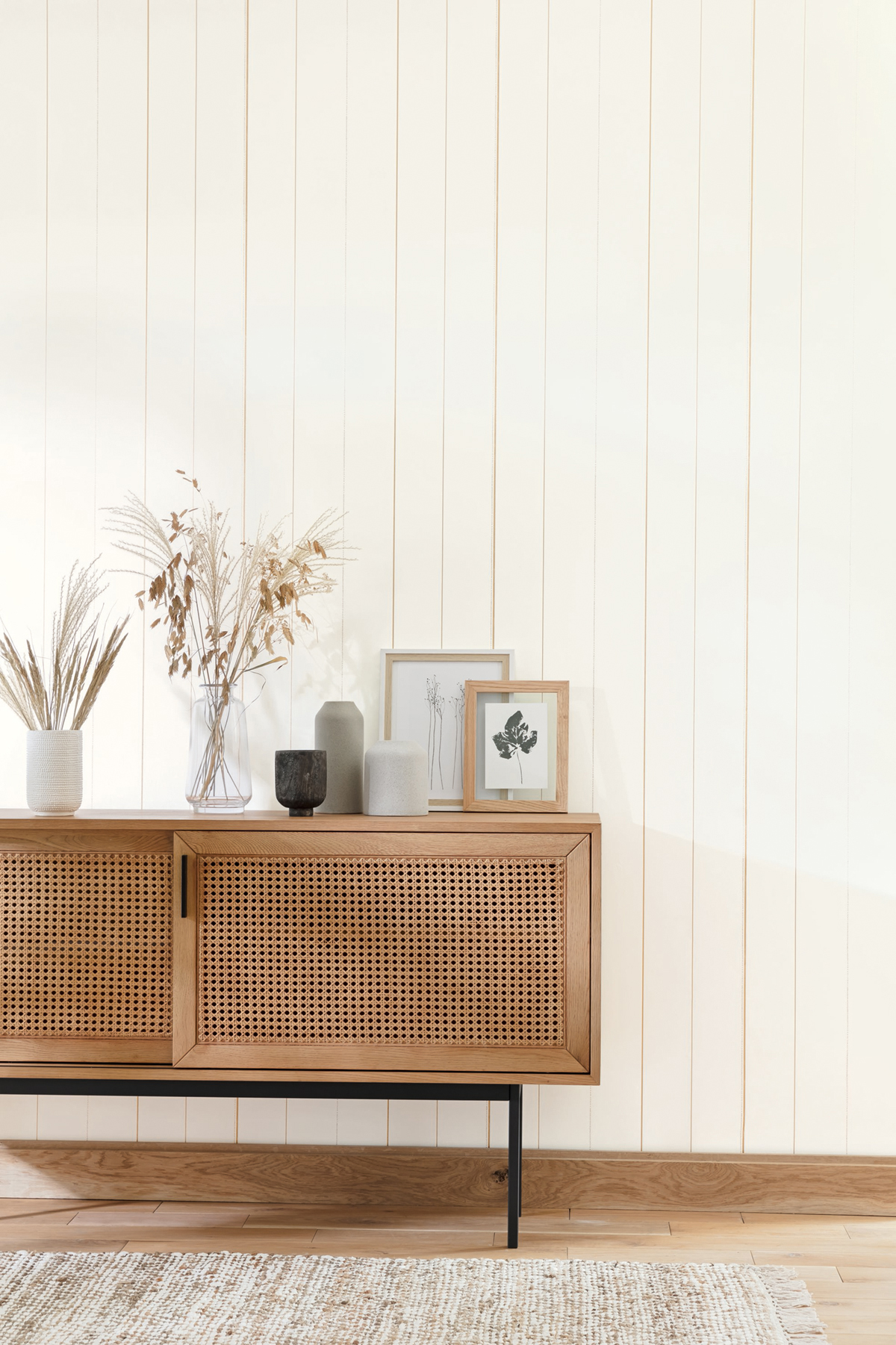 Papier peint rayures Peaceful Blanc/Doré - Green Life de Casélio | Réf. GNL101720020