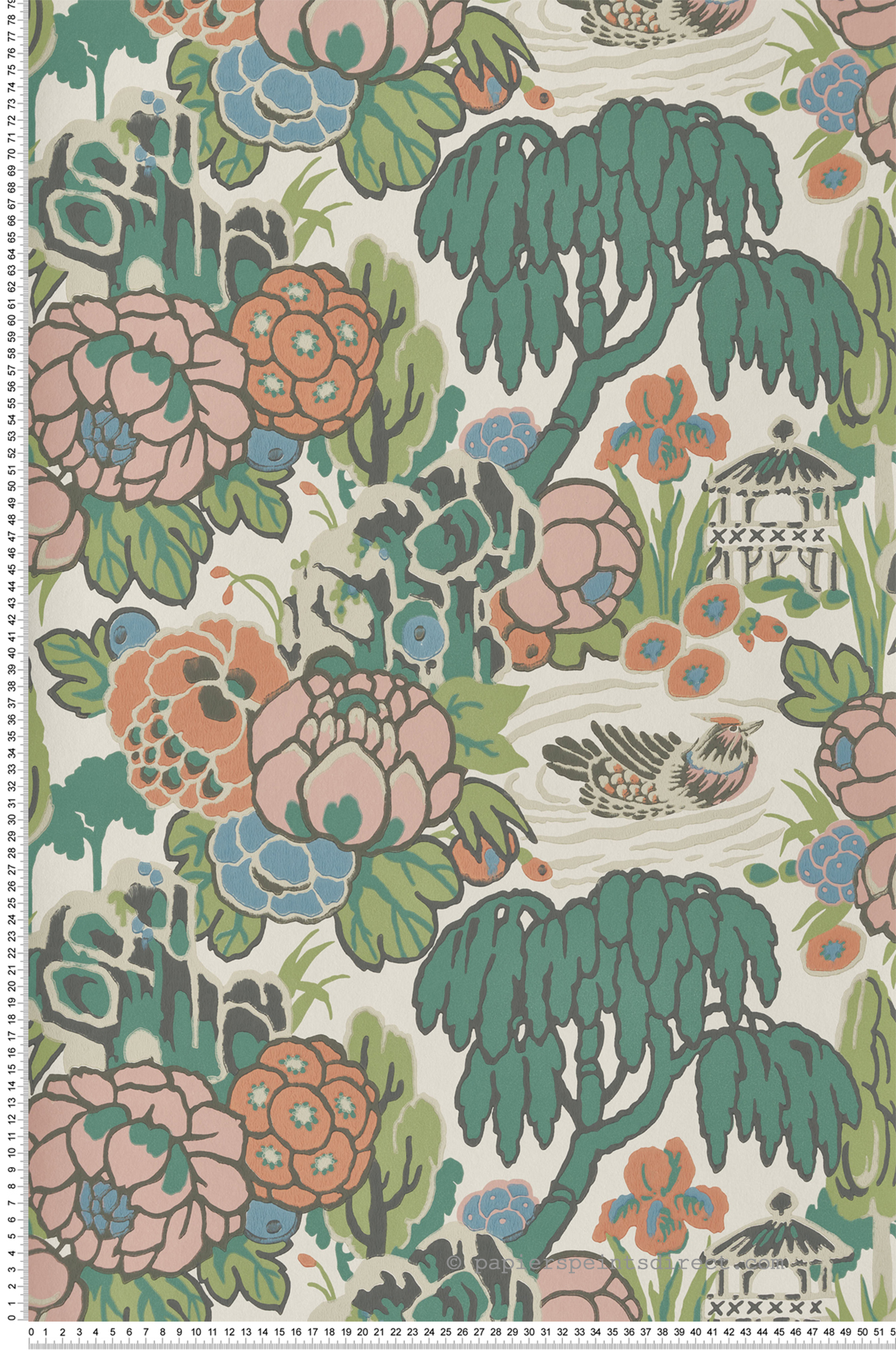 Papier peint Jardin Aquatique Mandarin beige rose - V&A Decorative Papers d'Initiales | Réf. INI-31116902