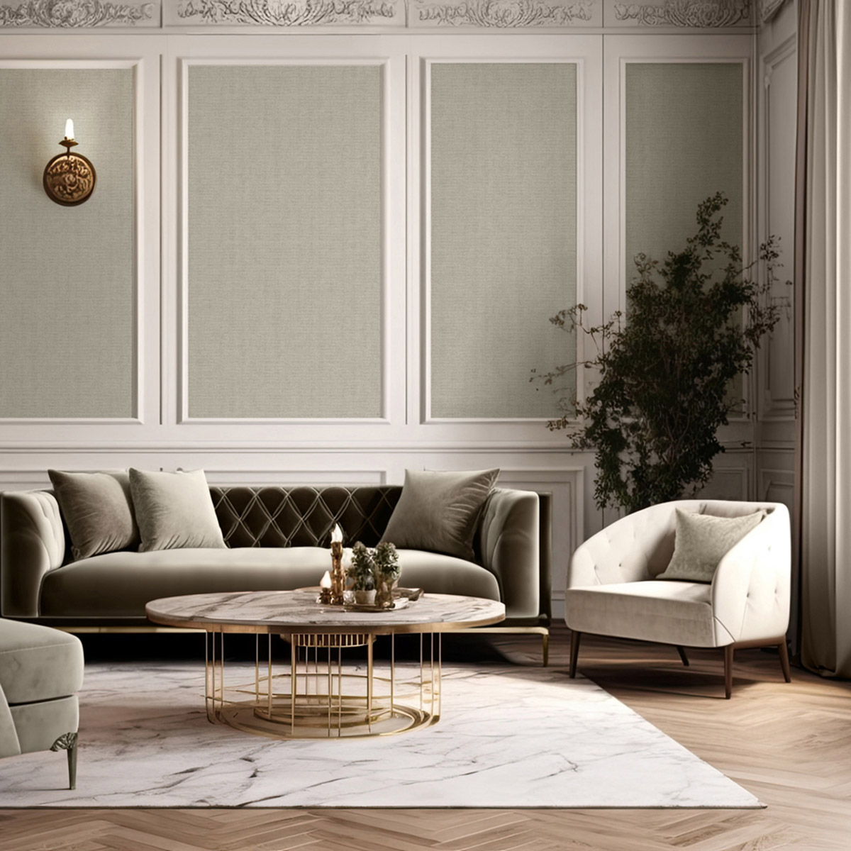 Papier Peint Faux uni Textile Paillettes taupe doré - Venezia d'Ugépa AMB2| Réf. UGP-M67308