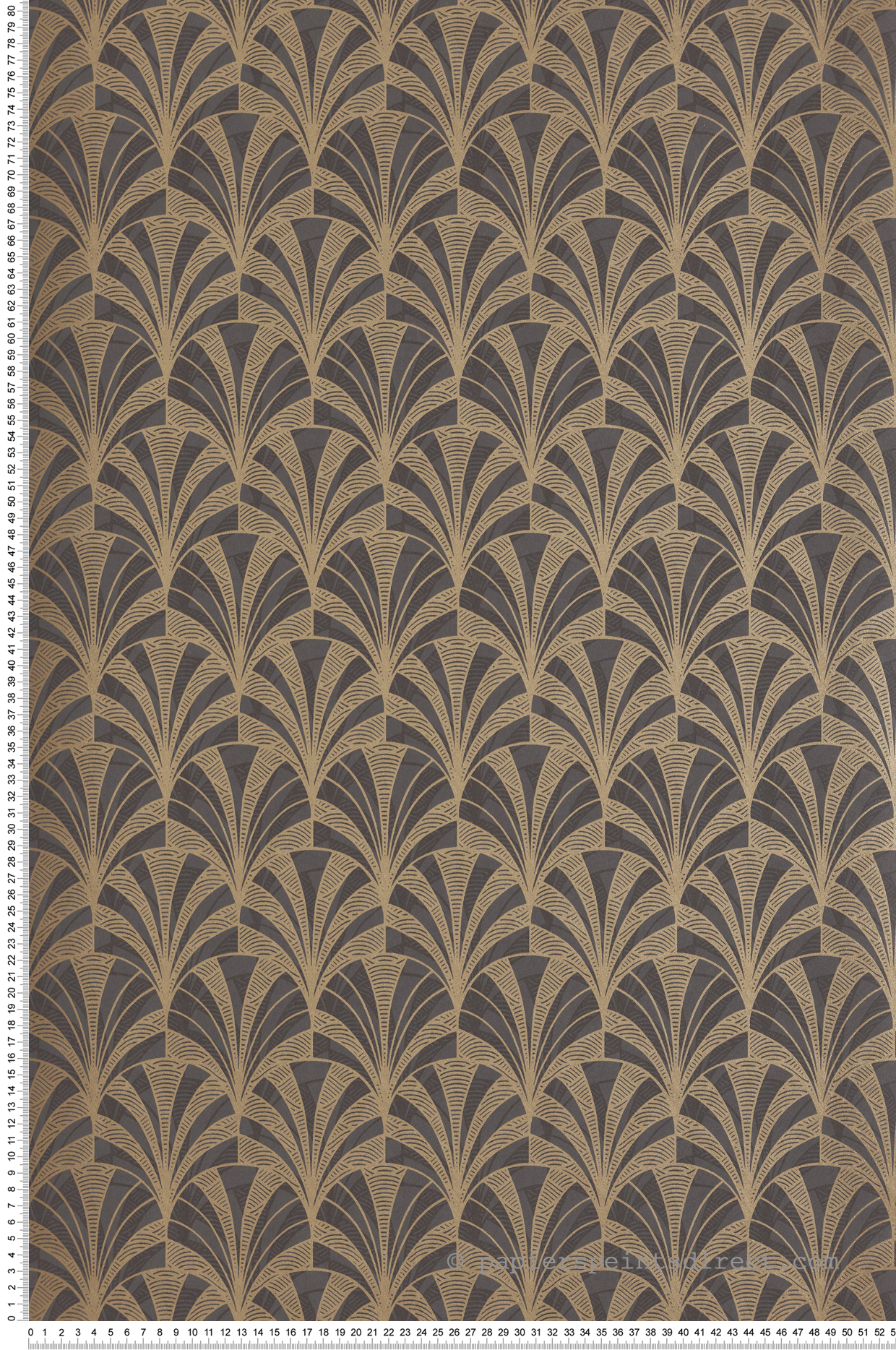 Papier peint Art Déco Palmette anthracite - 1930 de Casadéco | Réf. MNCT85739525