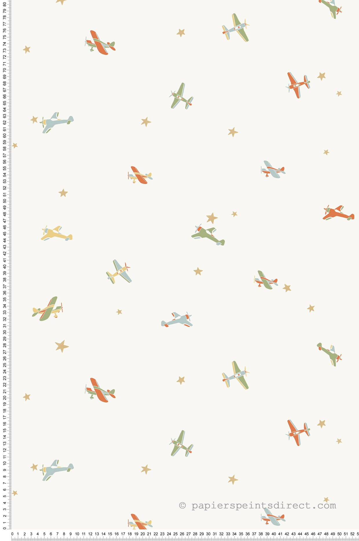 Papier peint Étoile Funny Planes vert beige - Happy Kids Club de Casélio | Réf. HKC107620842