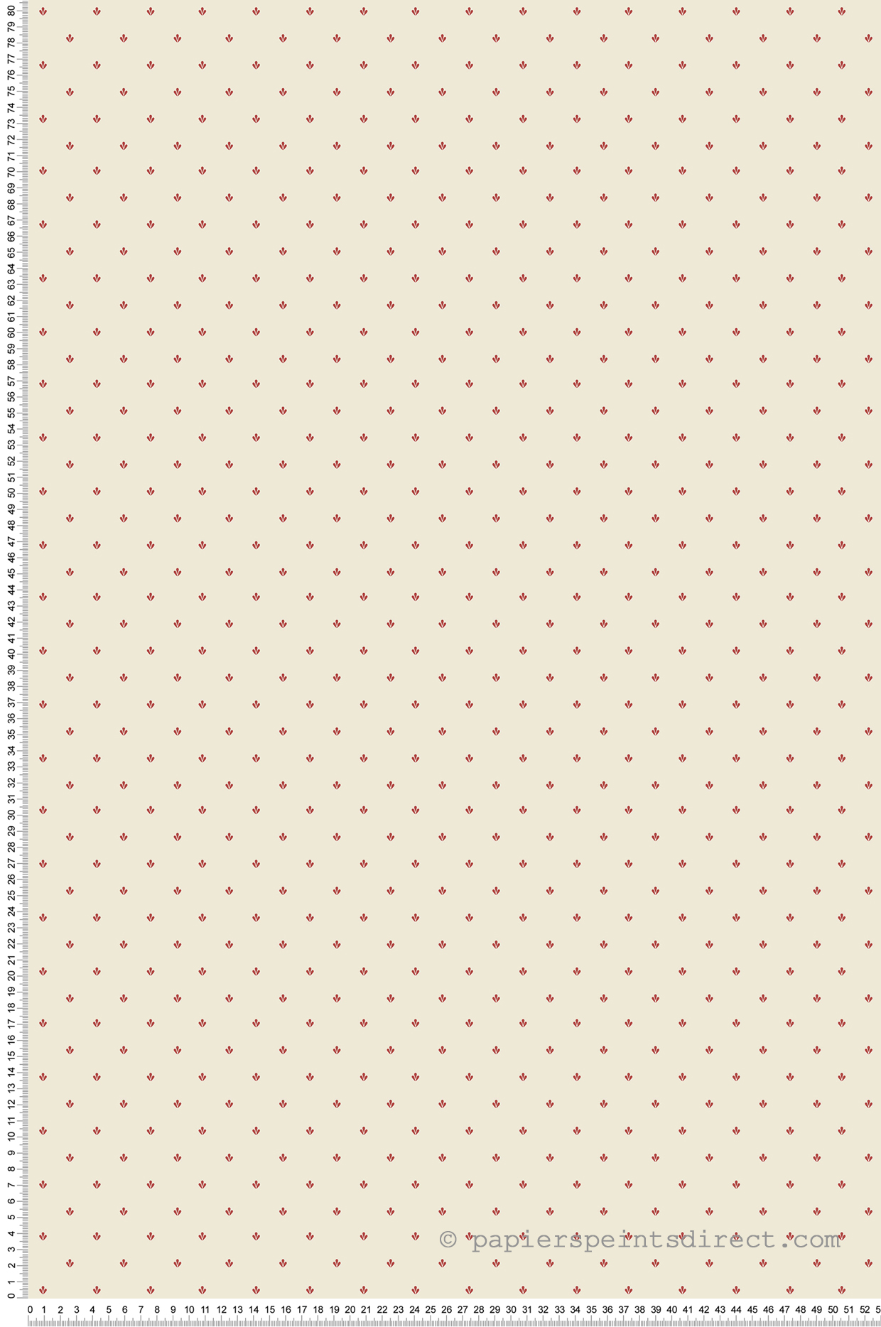 Papier peint Mini Palmette écru rouge - Style Cuisine 3 de Lutèce | Réf. LTC-CO25930