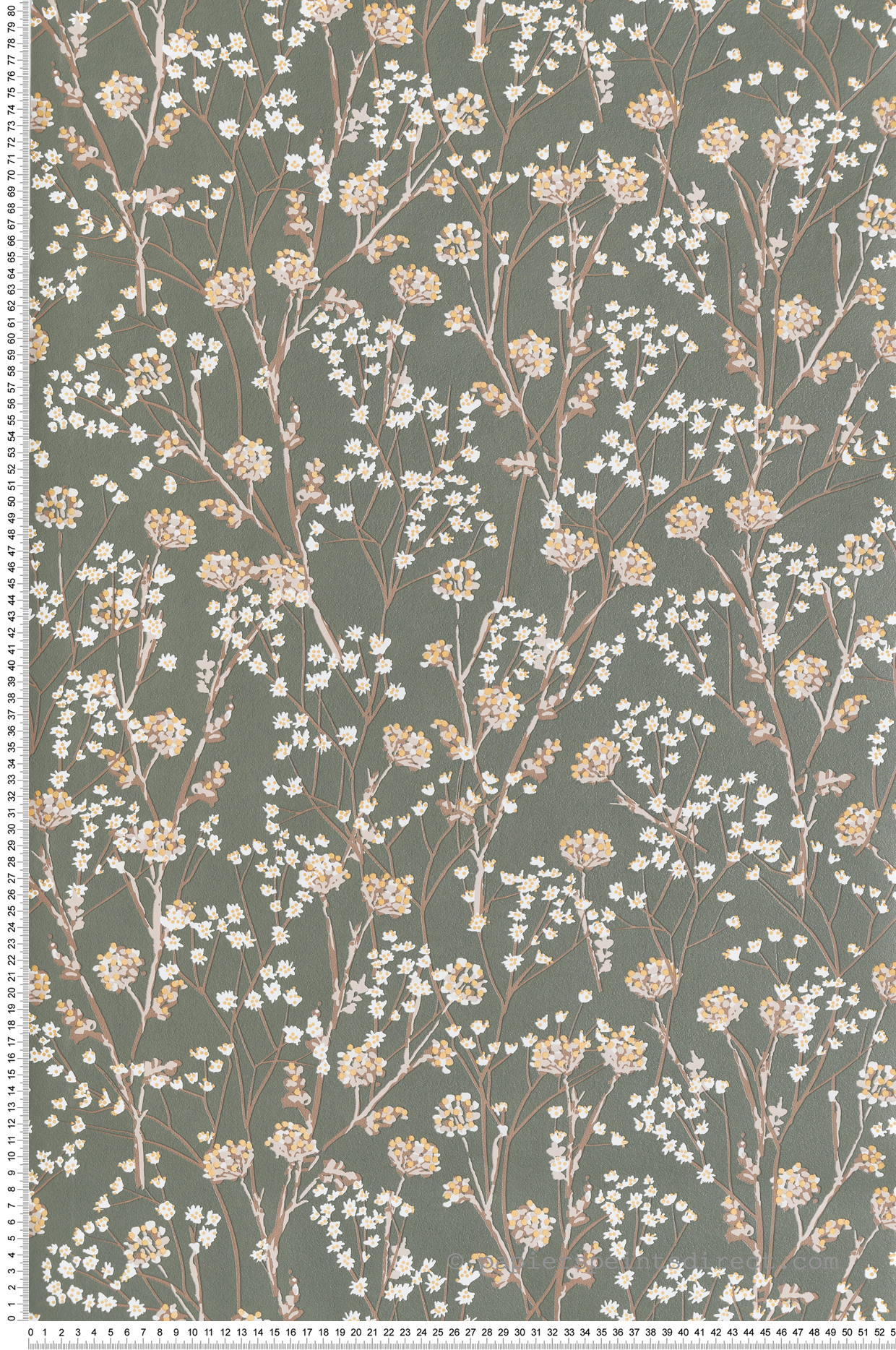 Papier Peint Fleurs Tiges Sauvages vert argile - Flora d'Ugépa | Réf. UGP-M88004