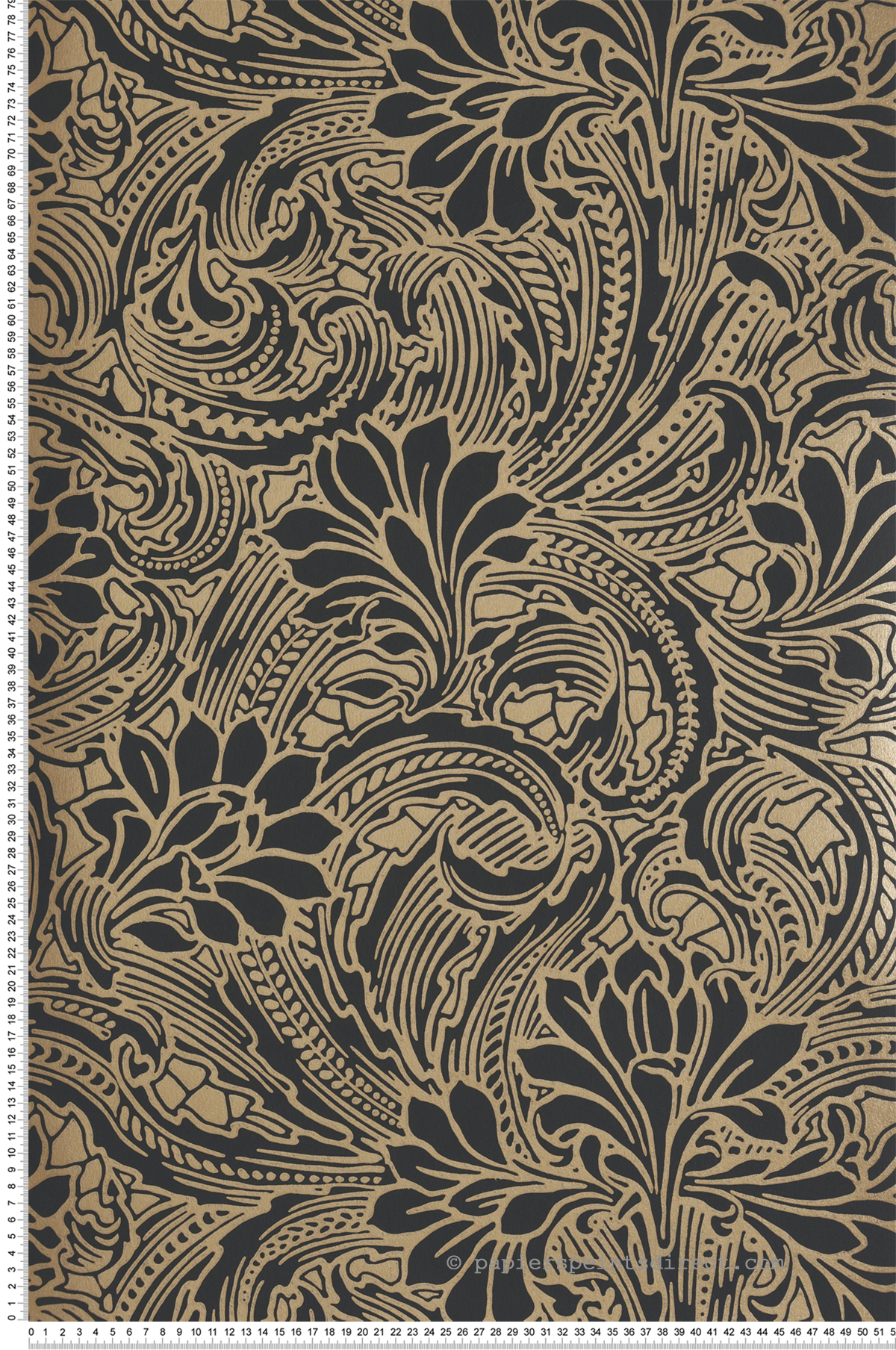 Papier peint Fleur Baroque Eden noir doré - V&A Decorative Papers d'Initiales | Réf. INI-31117304