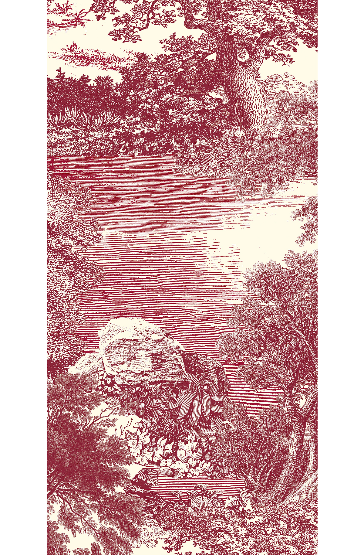 Papier peint panoramique Toile de Jouy Salcey rouge - A H260 - Amazone de Masureel | Réf. MAS-DGSAL1051-260