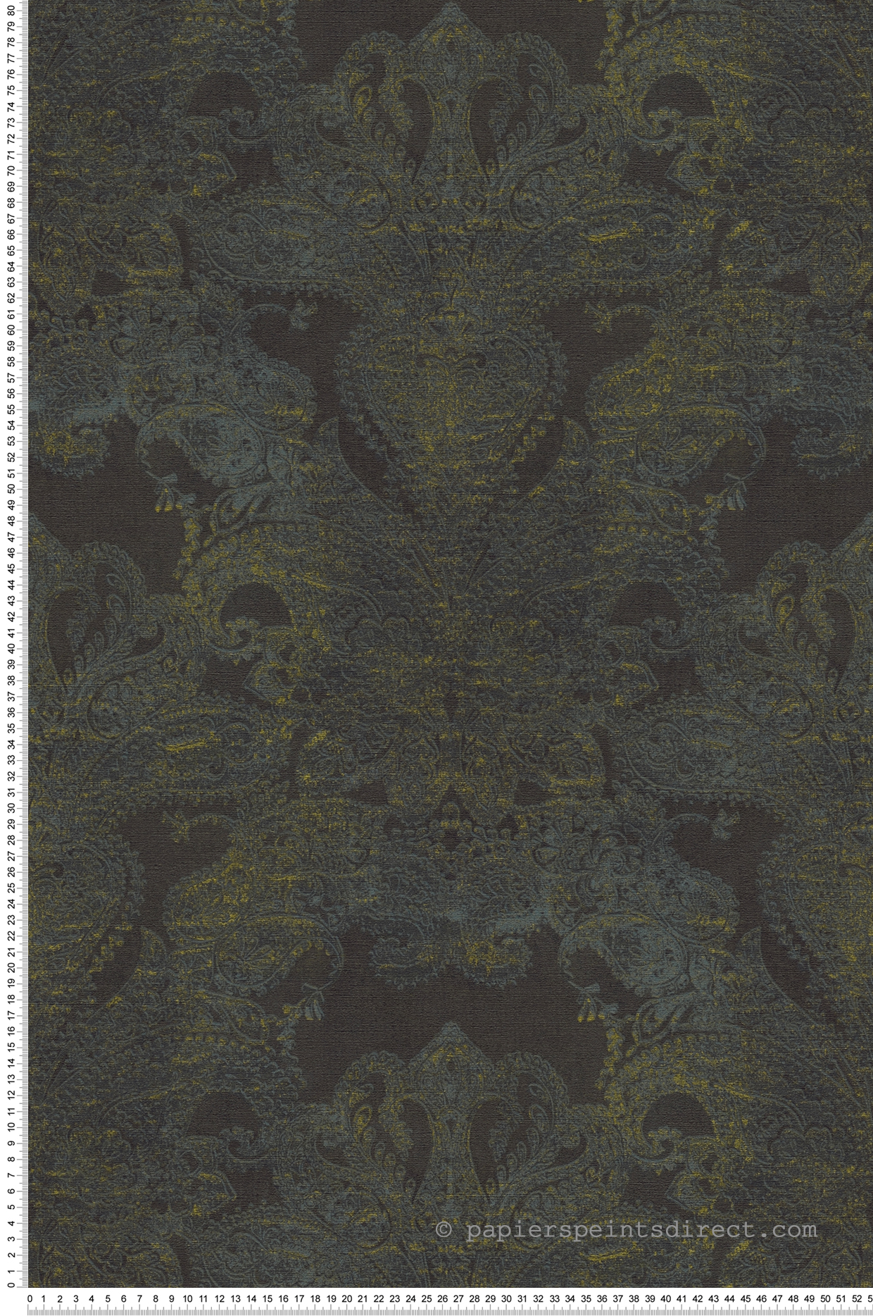 Papier peint Arabesque Glamour Maha noir jaune - Metropolitan Stories 3 d'A.S. Création | Réf. AS-391195