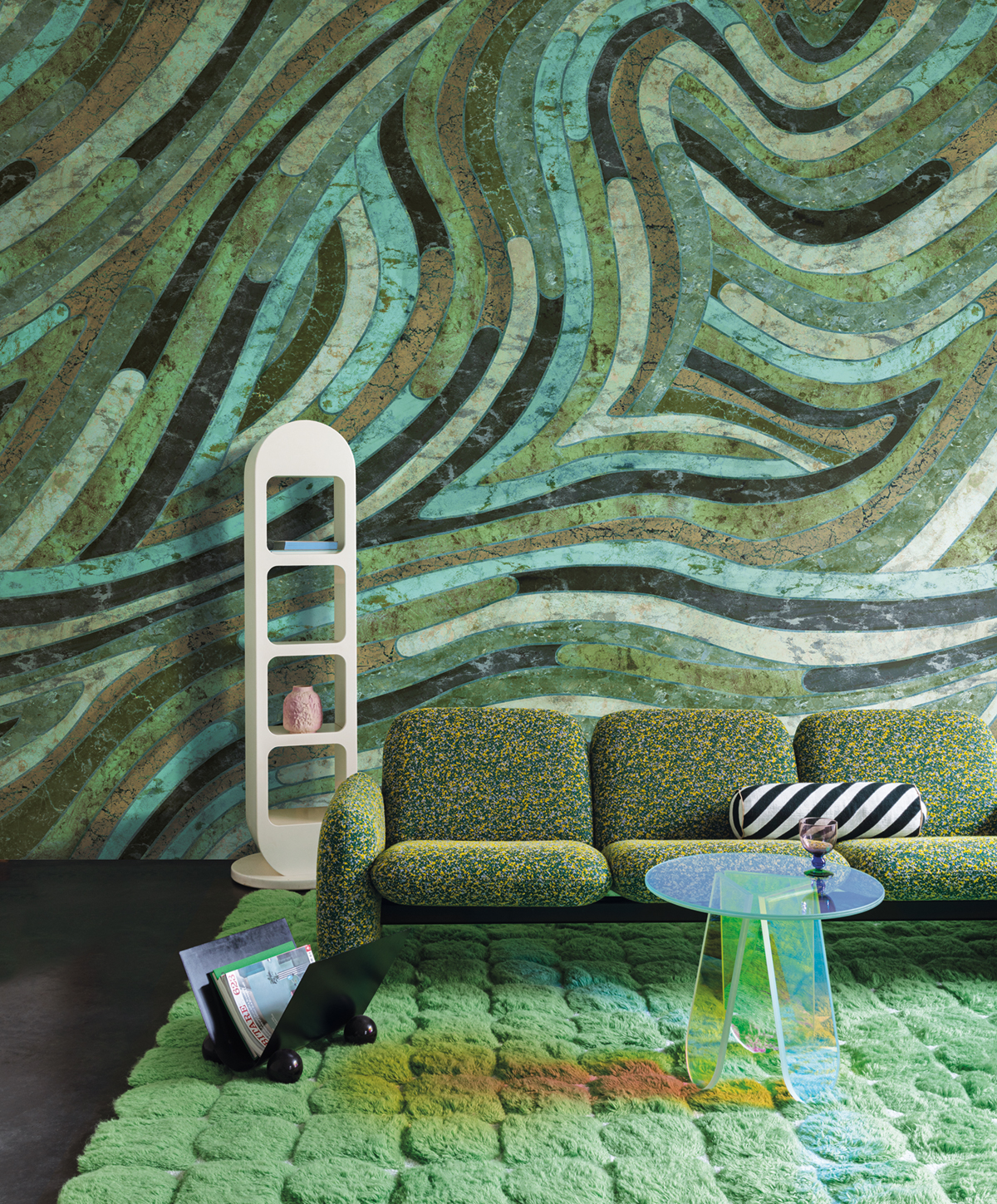 Papier peint panoramique Marbre Serpentine vert - A, B et C H260 - Rock de Masureel | Réf. MAS-DGROC202X-260