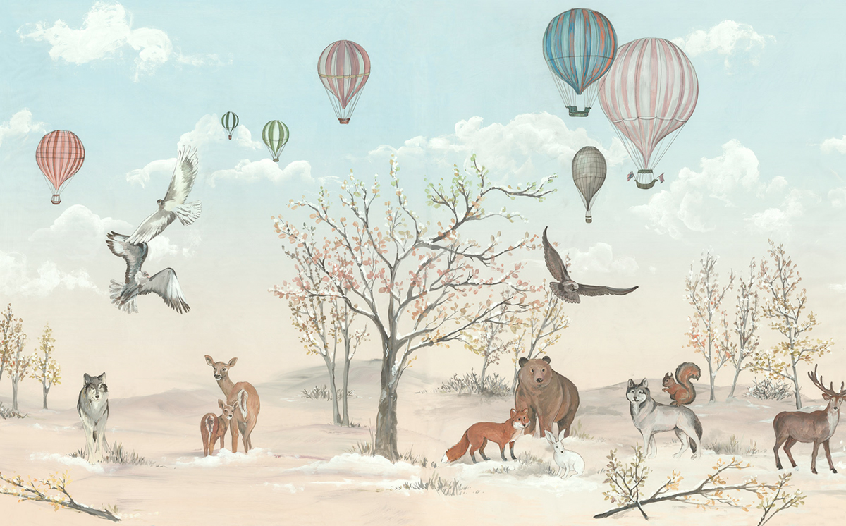Papier peint panoramique Animaux Montgolfière - Papier peint Komar Into Wonderland