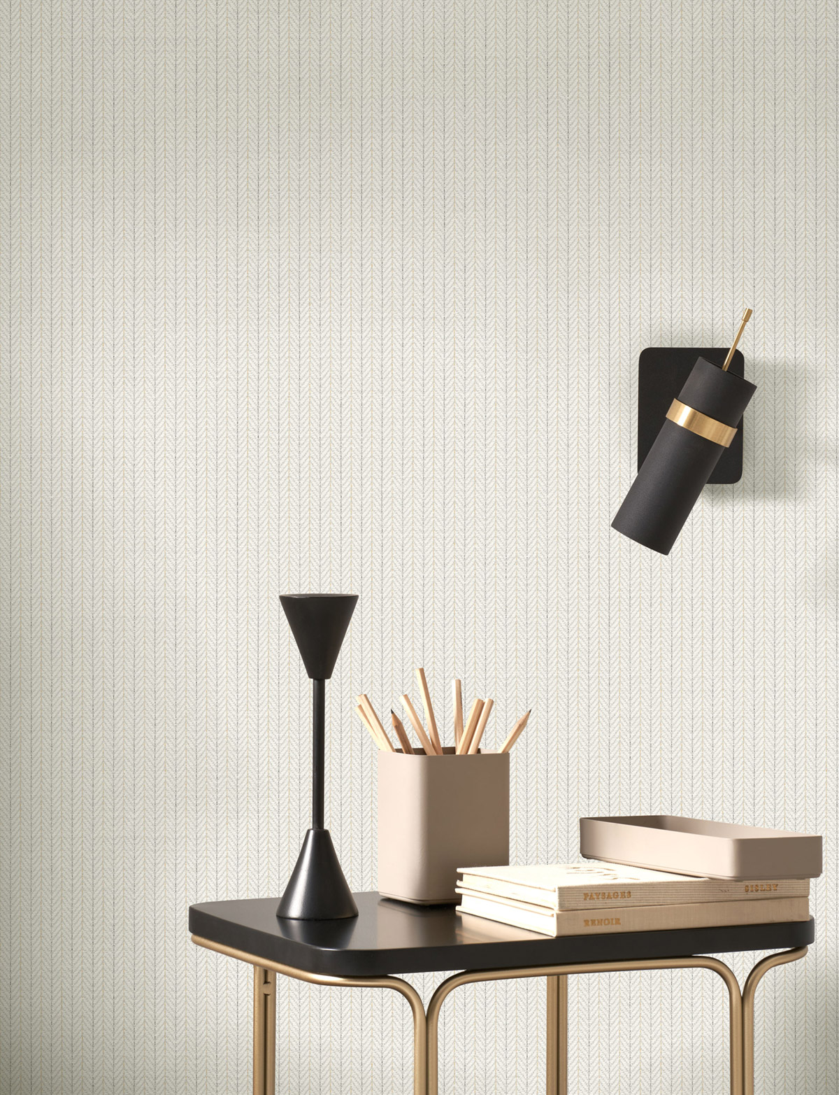 Papier peint Chevron Texturé Owen blanc cassé - Carnaby Street de Casadéco | Réf. CARN200536850