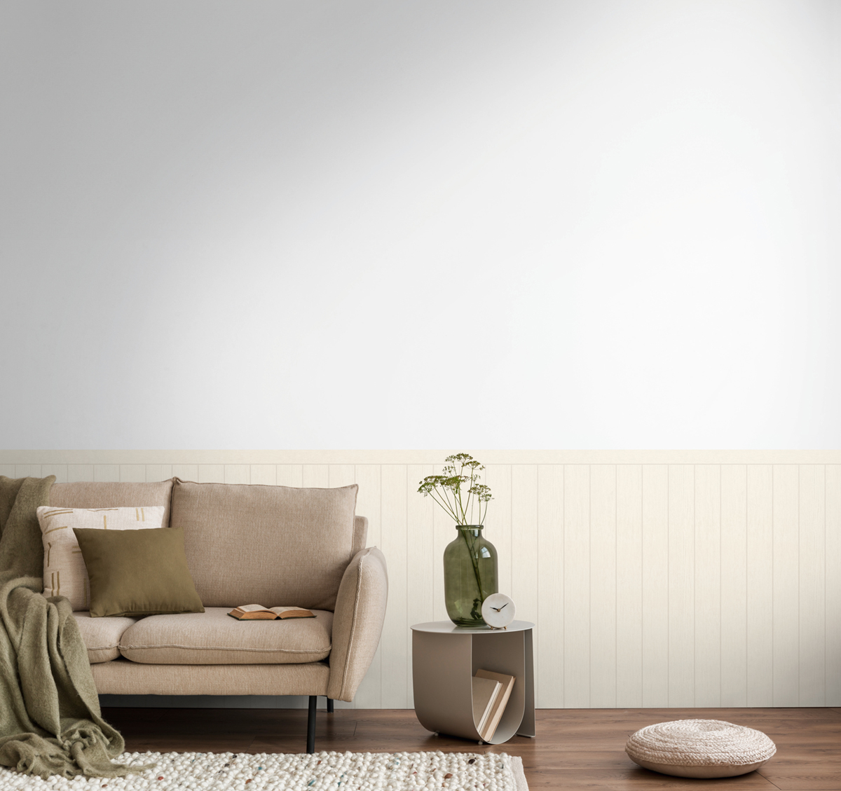 Papier peint Soubassement Lambris Bois blanc cassé - Wallpanel d'A.S. Création AMB2 | Réf. AS-398032