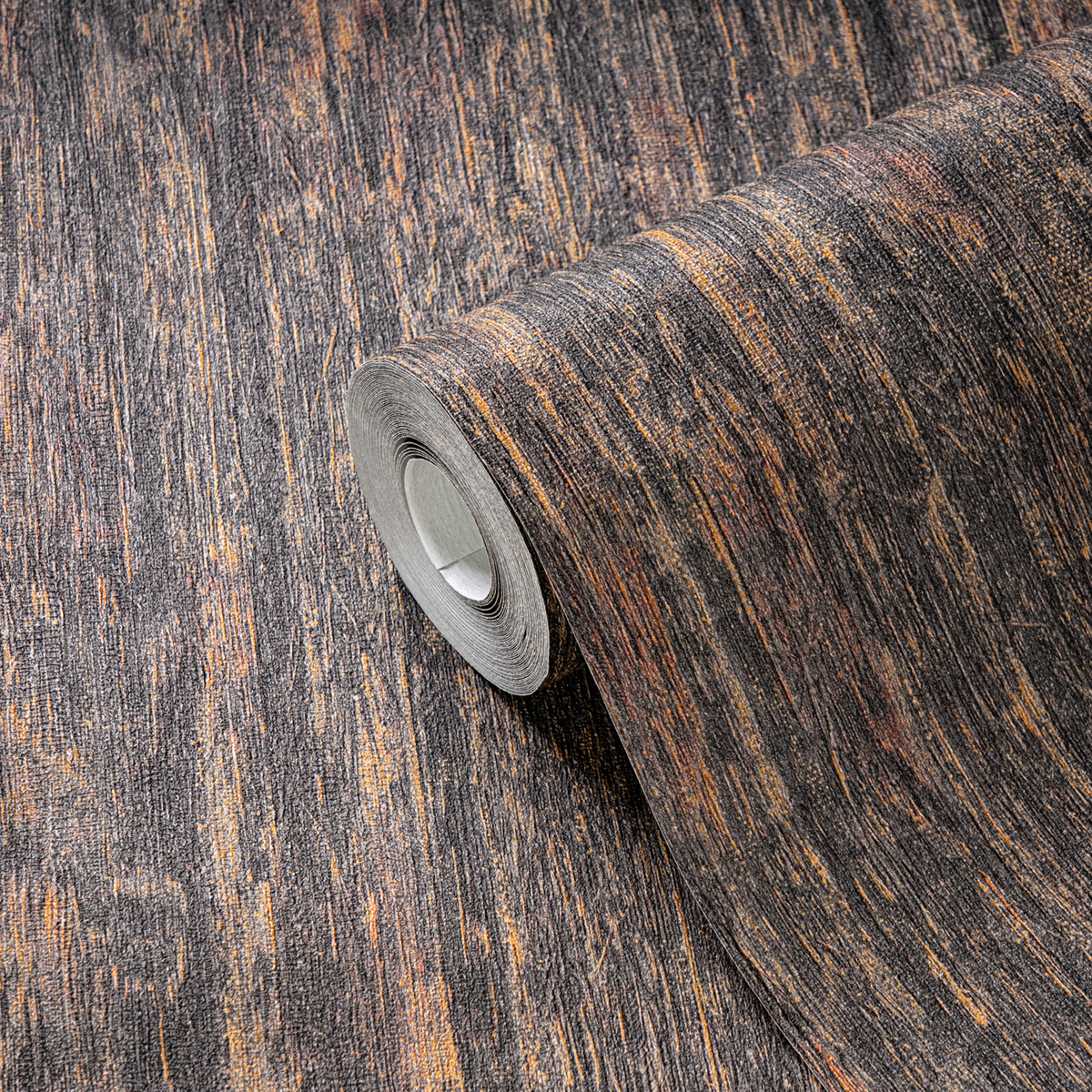 Papier peint Essence Bois charbon ocre - Smart Surfaces d'A.S. Création ROLLZ | Réf. AS-395616