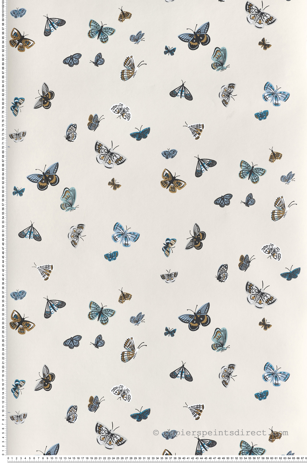 Papier peint Papillons Poétiques House beige doré - Rifle Paper Co. 3 de York (Initiales) | Réf. INI-RF7412