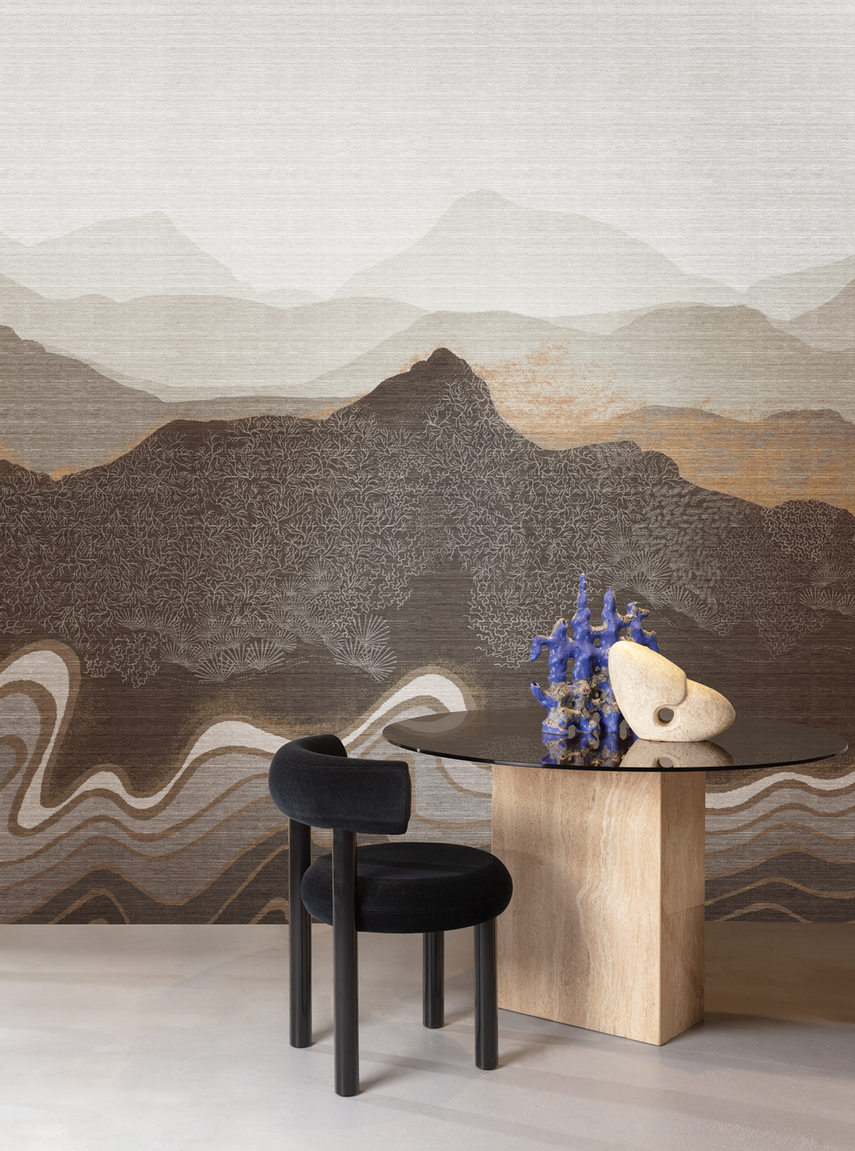 Papier peint panoramique Montagne Nebula anthracite - A, B et C H260 - Amazone de Masureel | Réf. MAS-DGZON203X-260