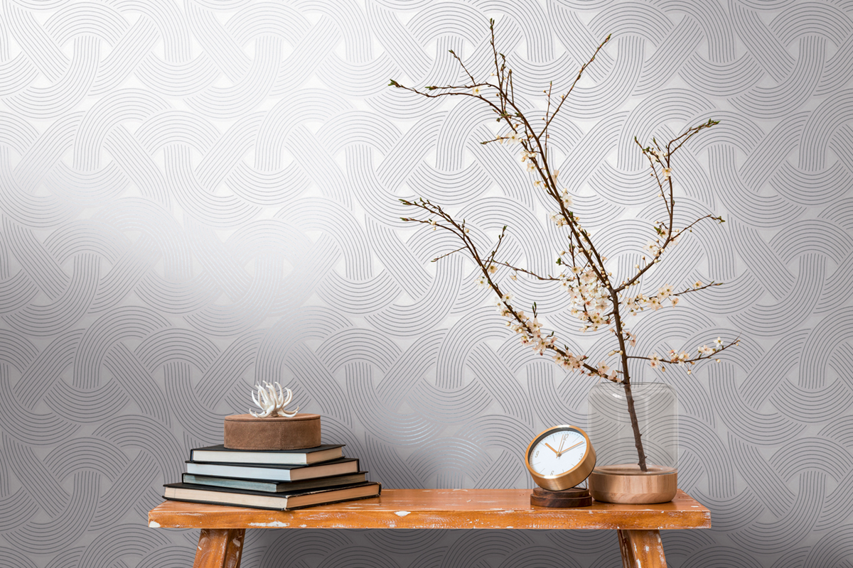 Papier peint Graphique Noeud Corde gris argenté - Arcade d'Architects Paper AMB3 | Réf. 39175-4
