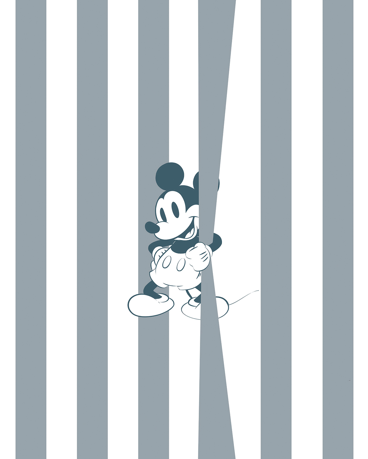 Papier peint panoramique Rayure Mickey Disney Offbeat bleu - Papier peint Komar Into Wonderland