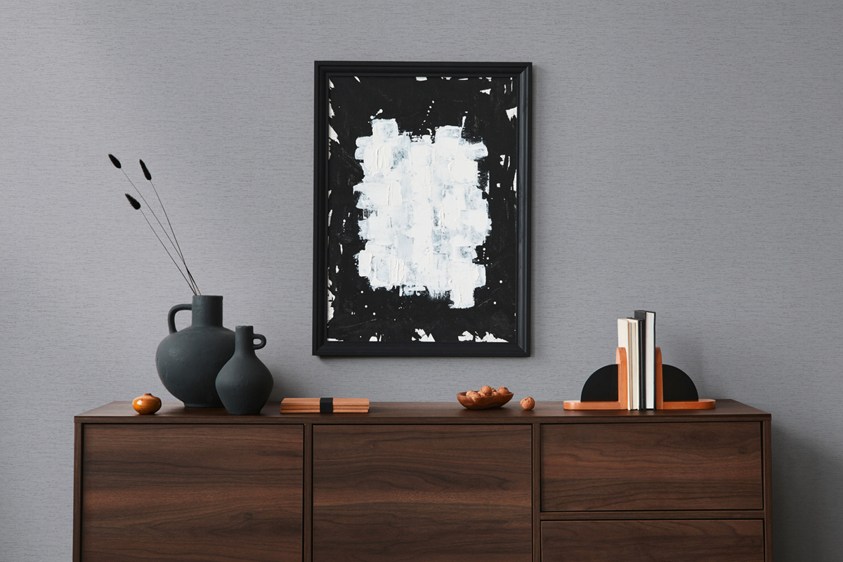 Papier peint Uni Toile Fond Tissé gris bleu - Famous Garden d'A.S. Création AMB2 | Réf. AS-393519