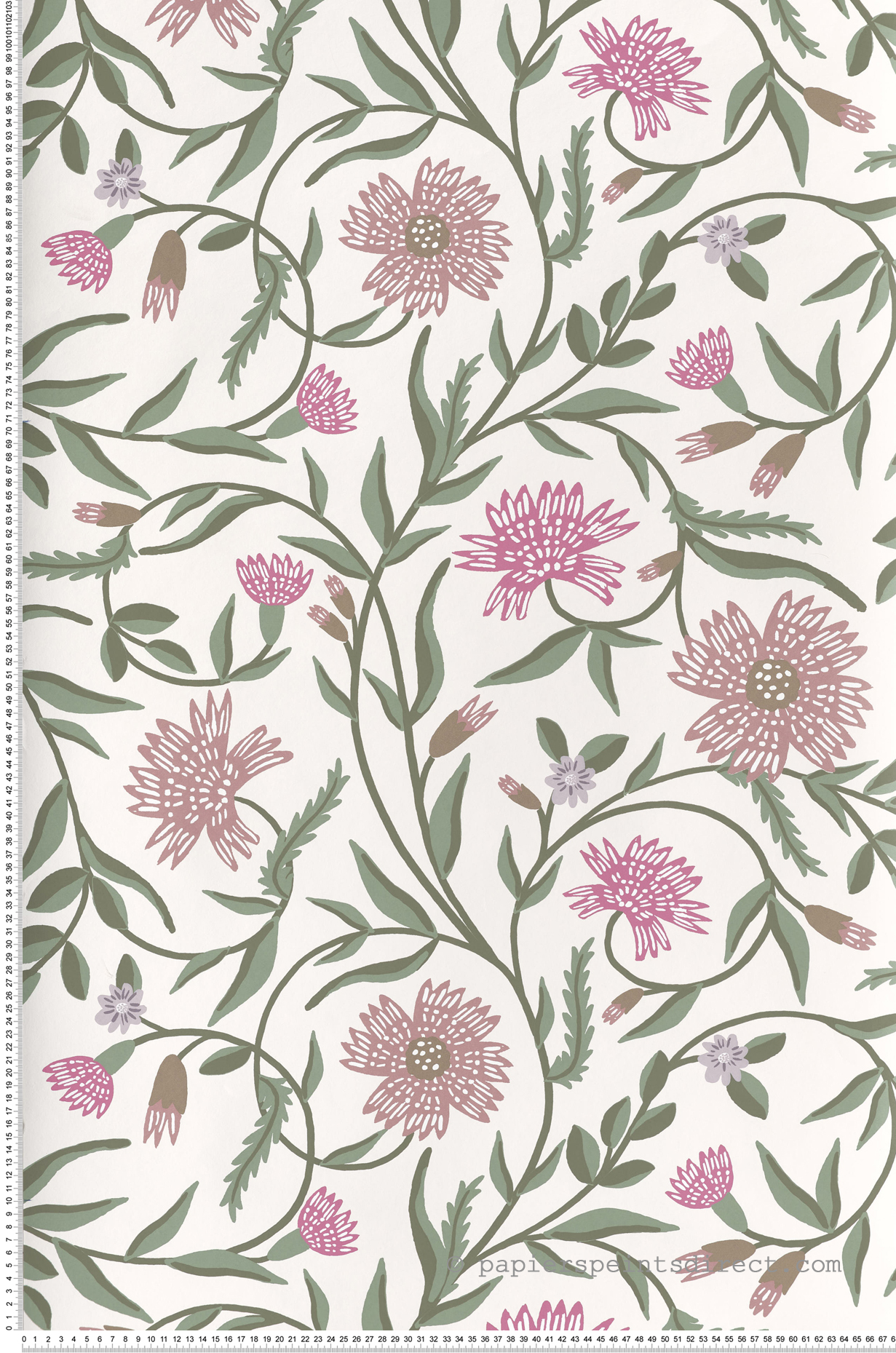 Papier peint Floral Élégant Aster rose beige - Rifle Paper Co. 3 de York (Initiales) | Réf. INI-RF7436