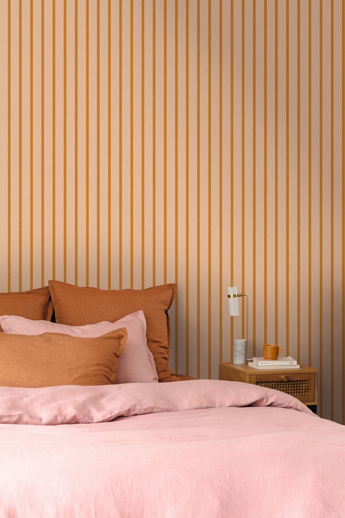 Papier peint Rayure Tissé Katy orange rose - Twist de Casélio | Réf. TST106493043