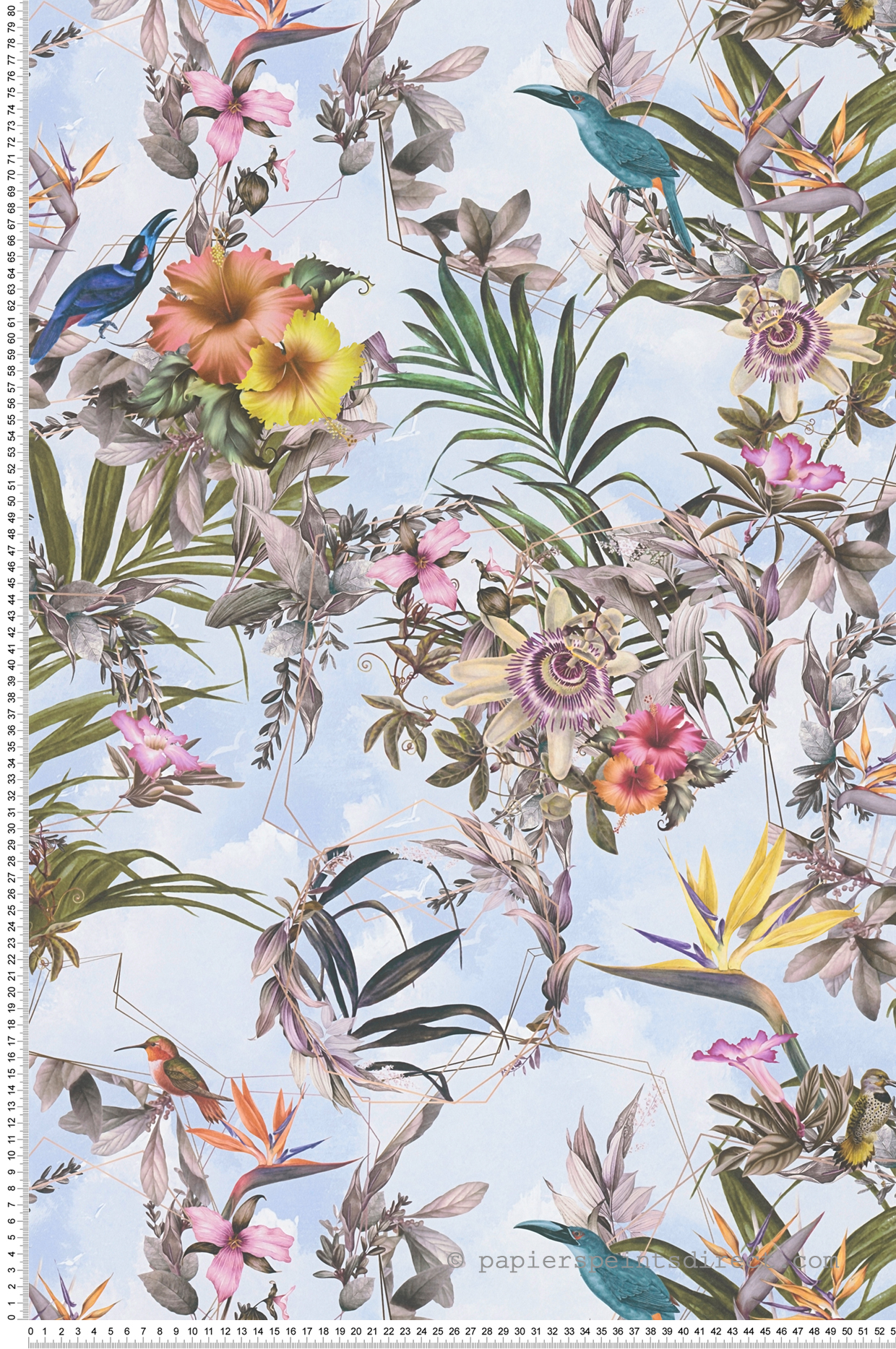 Papier peint Oiseau du Paradis bleu ciel - Dream Flowery de Architects Paper | Réf. 38178-4