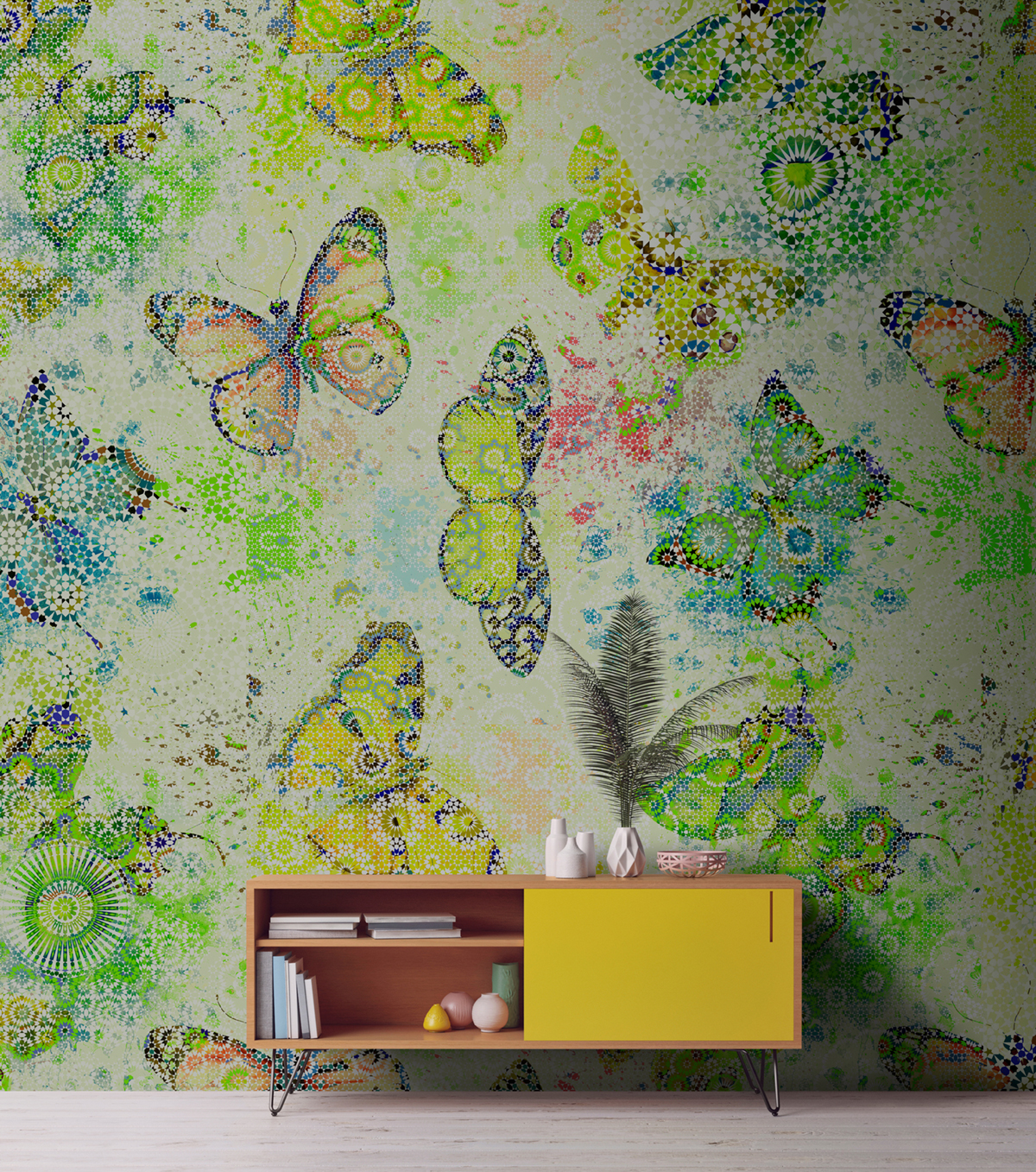 Papier peint panoramique Papillon Mosaic Butterflies 3 - Référence DD110271 - Intissé 200g/m2 - Standard 400 x 270