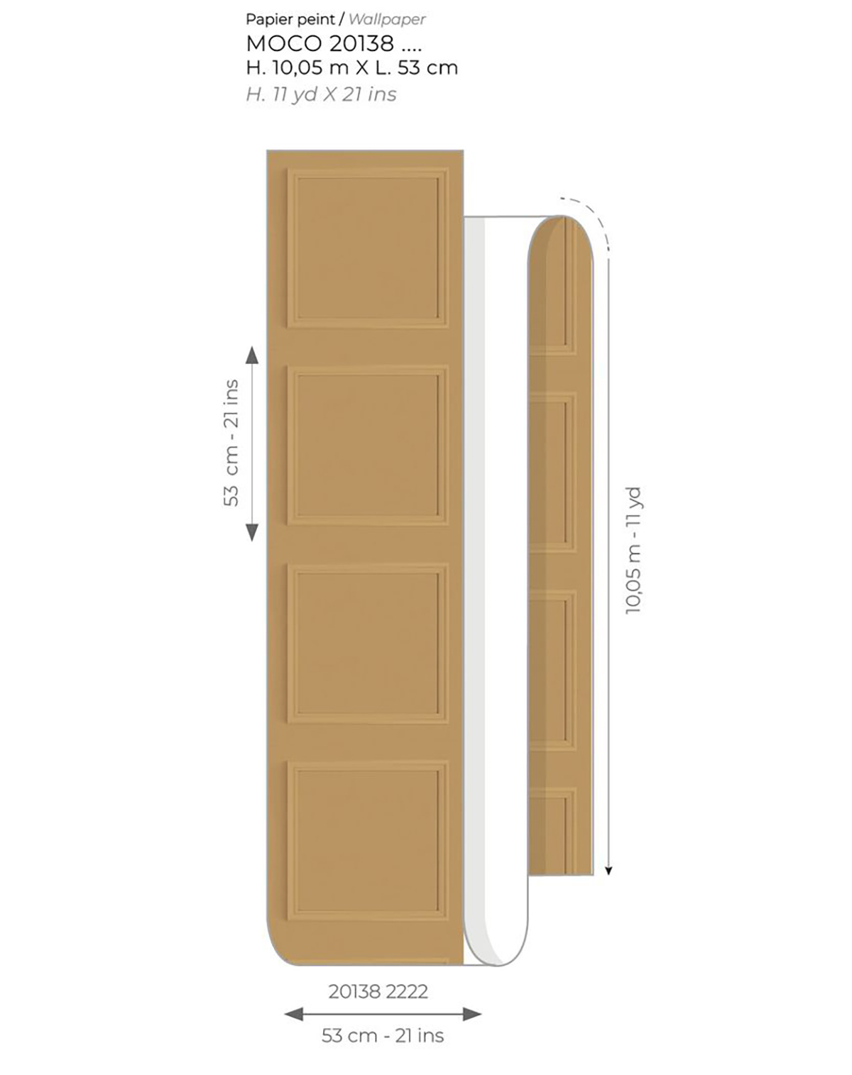Papier peint Moulure Haussmannienne miel - Moulures & Co de Casadéco AMB3 | Réf. MOCO201382222